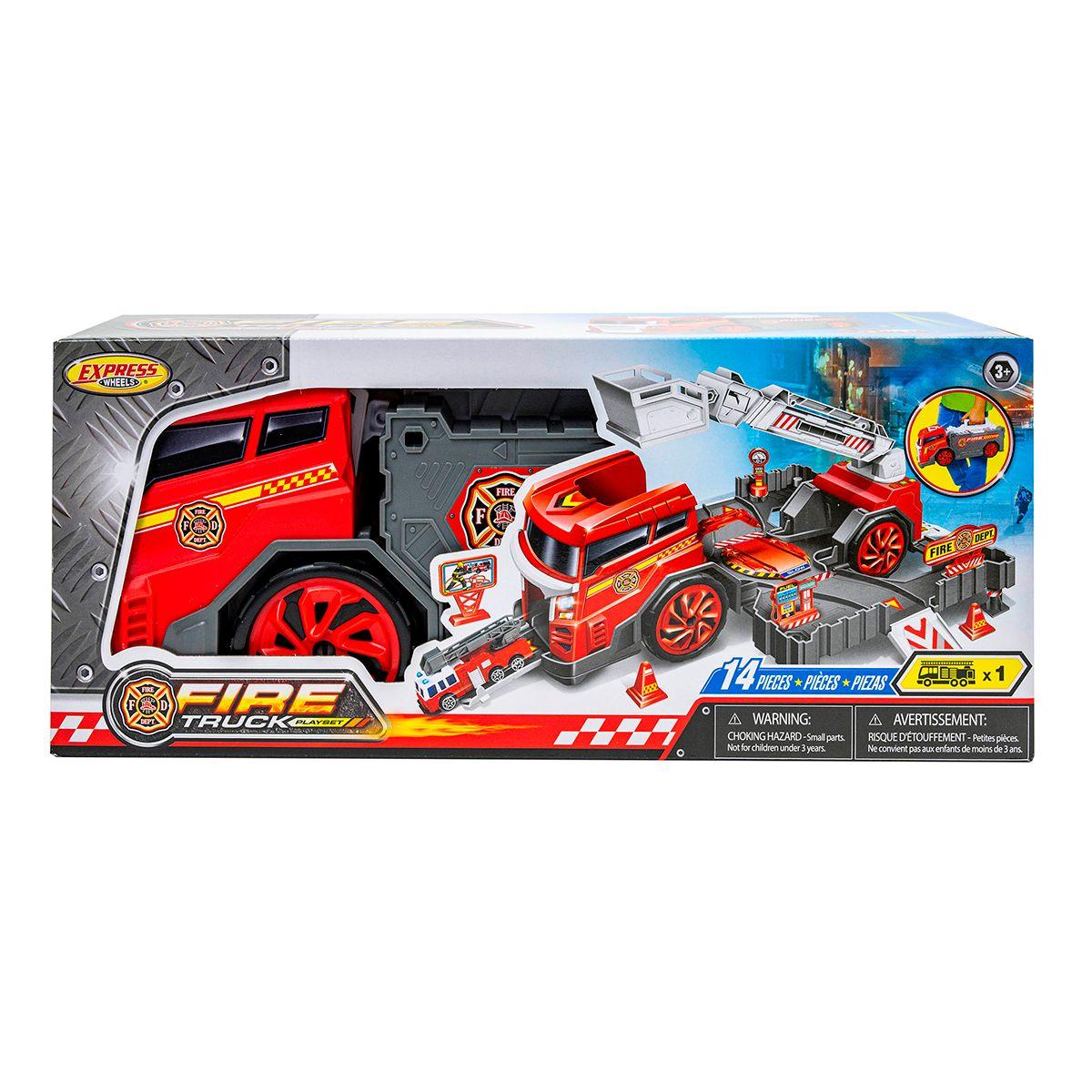 VEHICULOS MINIATURA SET DE BOMBEROS CON CAMION DE RESCATE-5