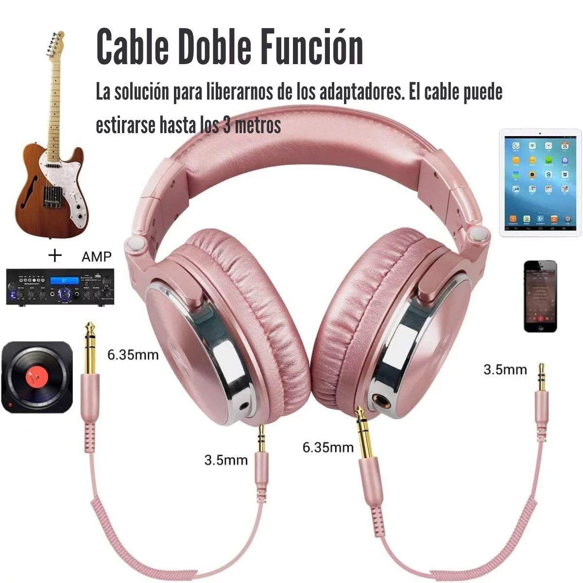 AUDIFONO CON CABLE DJ ROSA DORADO ONEODIO PRO 10 -3
