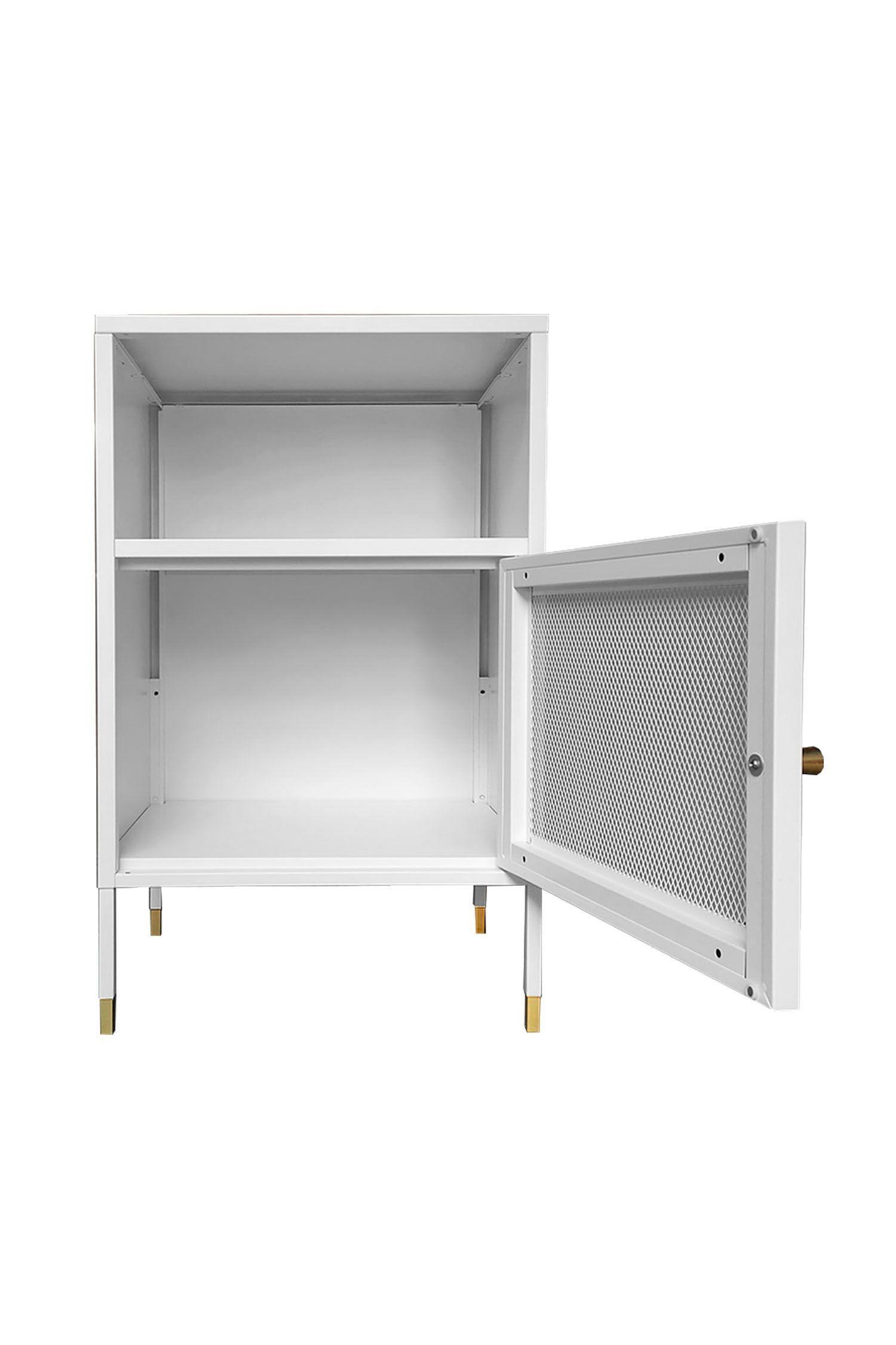 Velador Metálico con puerta de malla metálica color Blanco-1