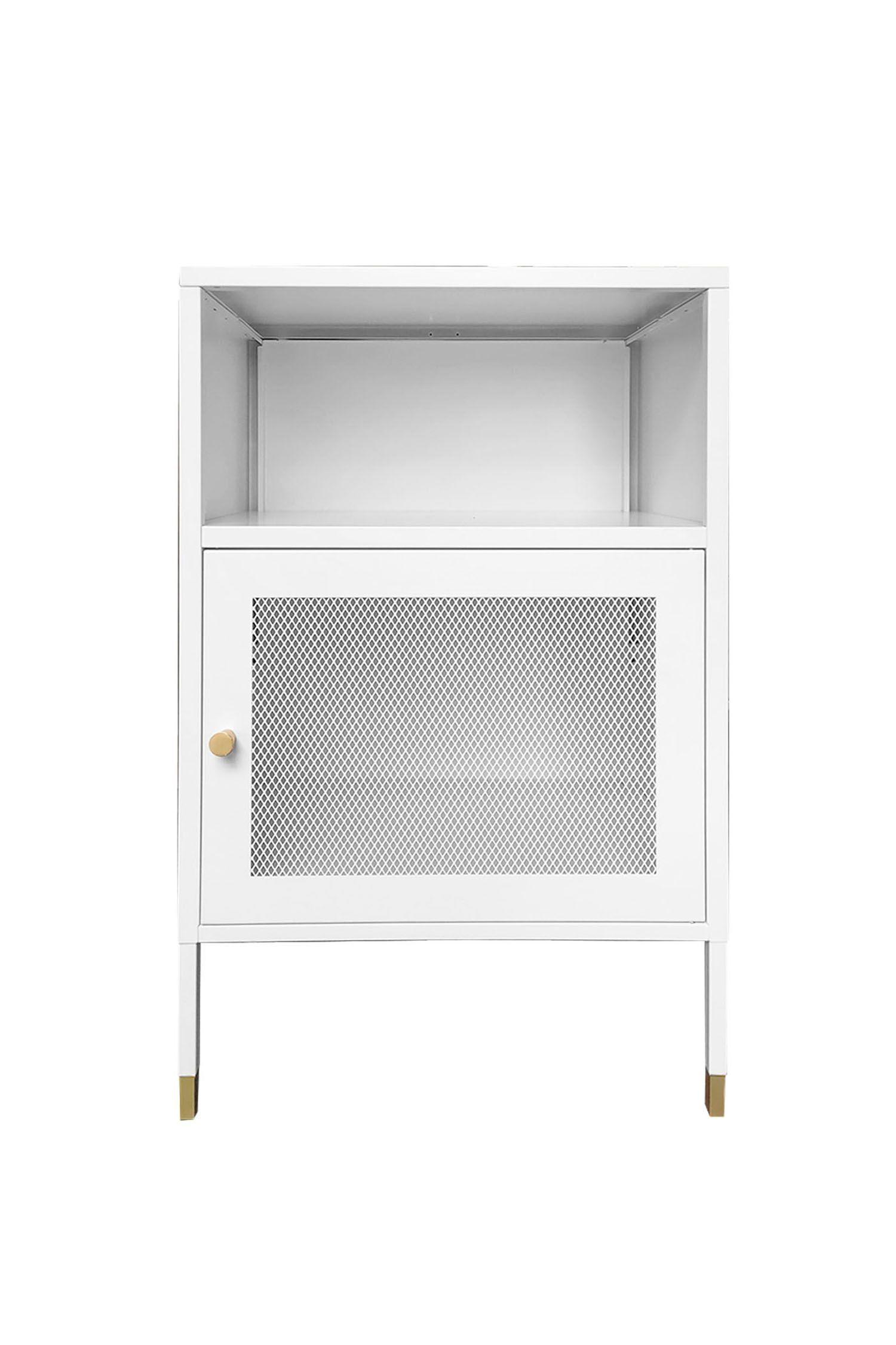 Velador Metálico con puerta de malla metálica color Blanco-3