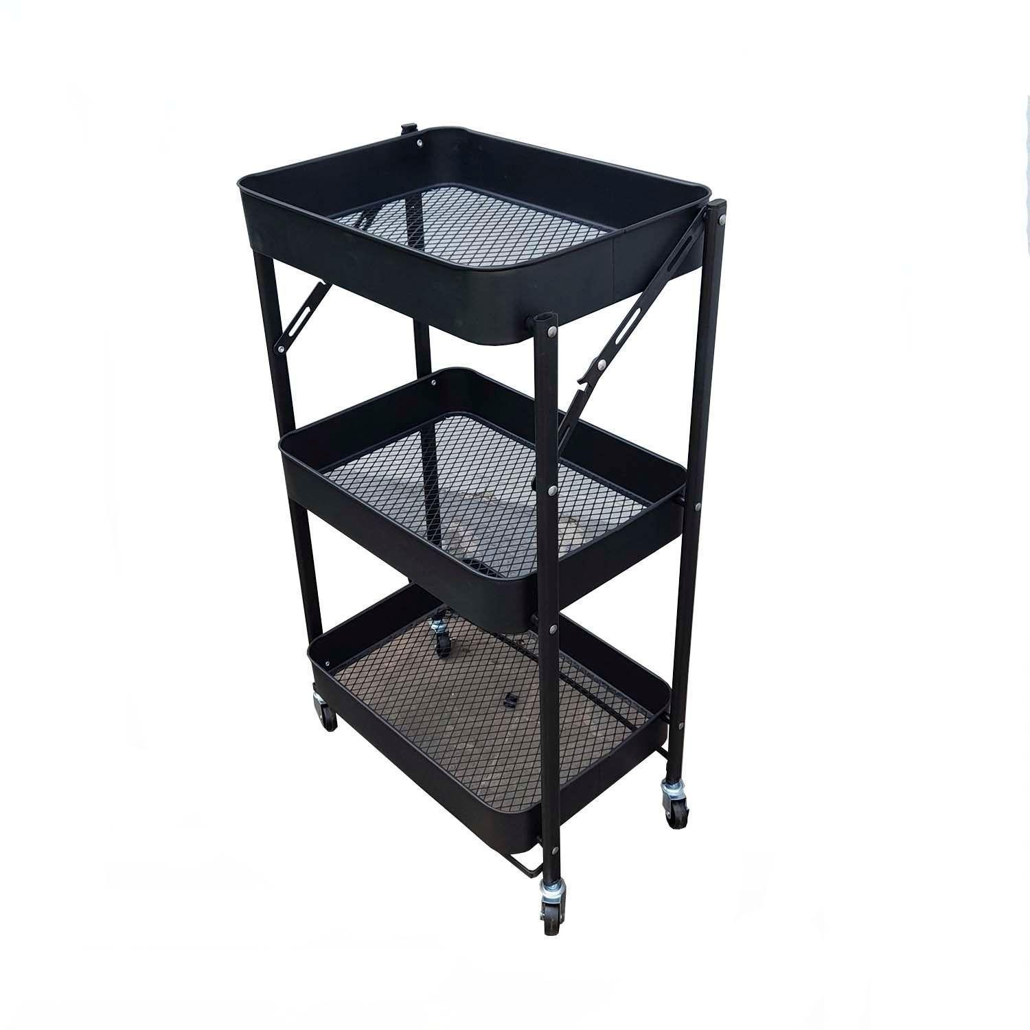 Carro Organizador Plegable con Ruedas  Negro-2