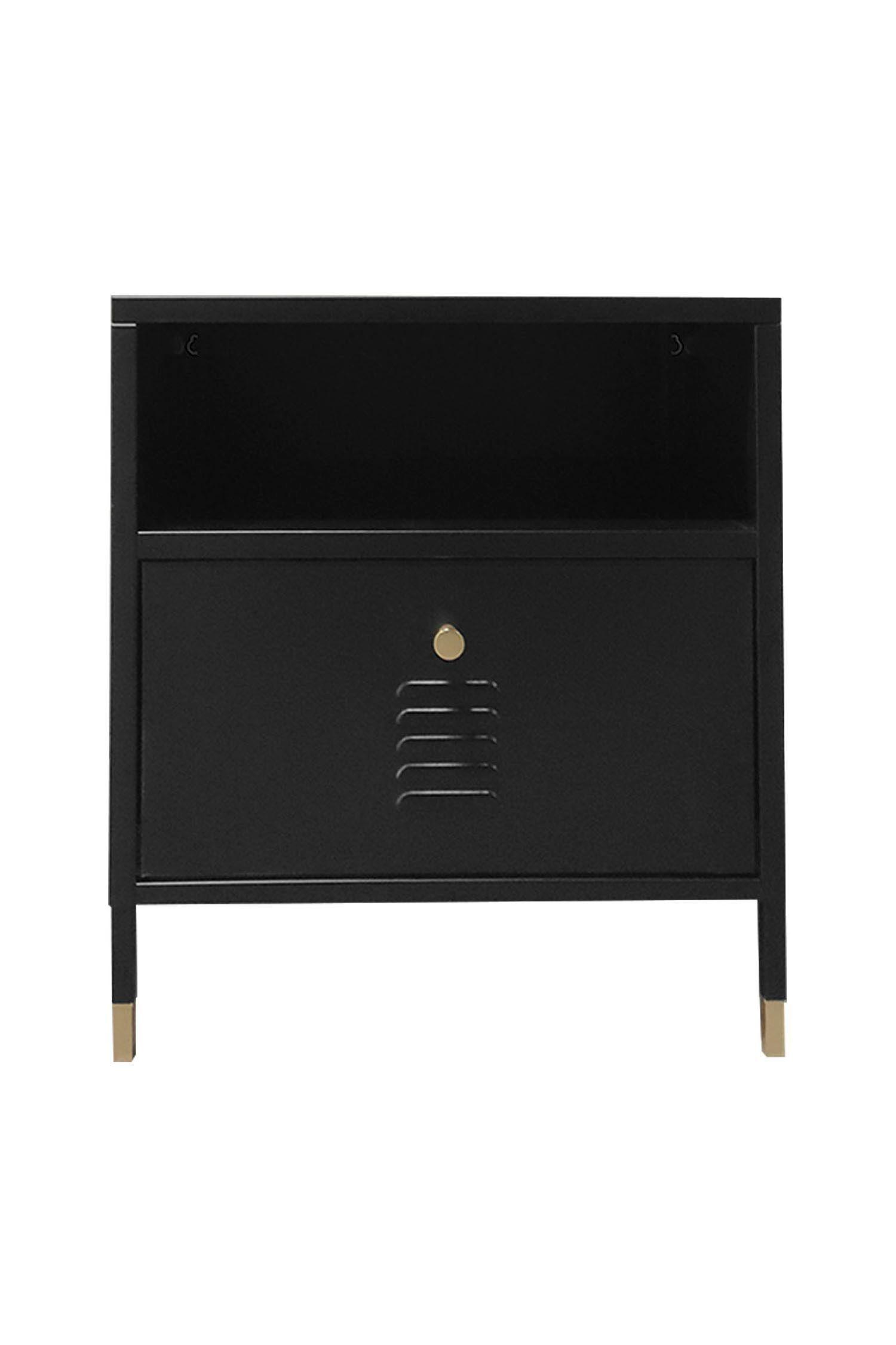 Velador Metálico con cajón color Negro-4