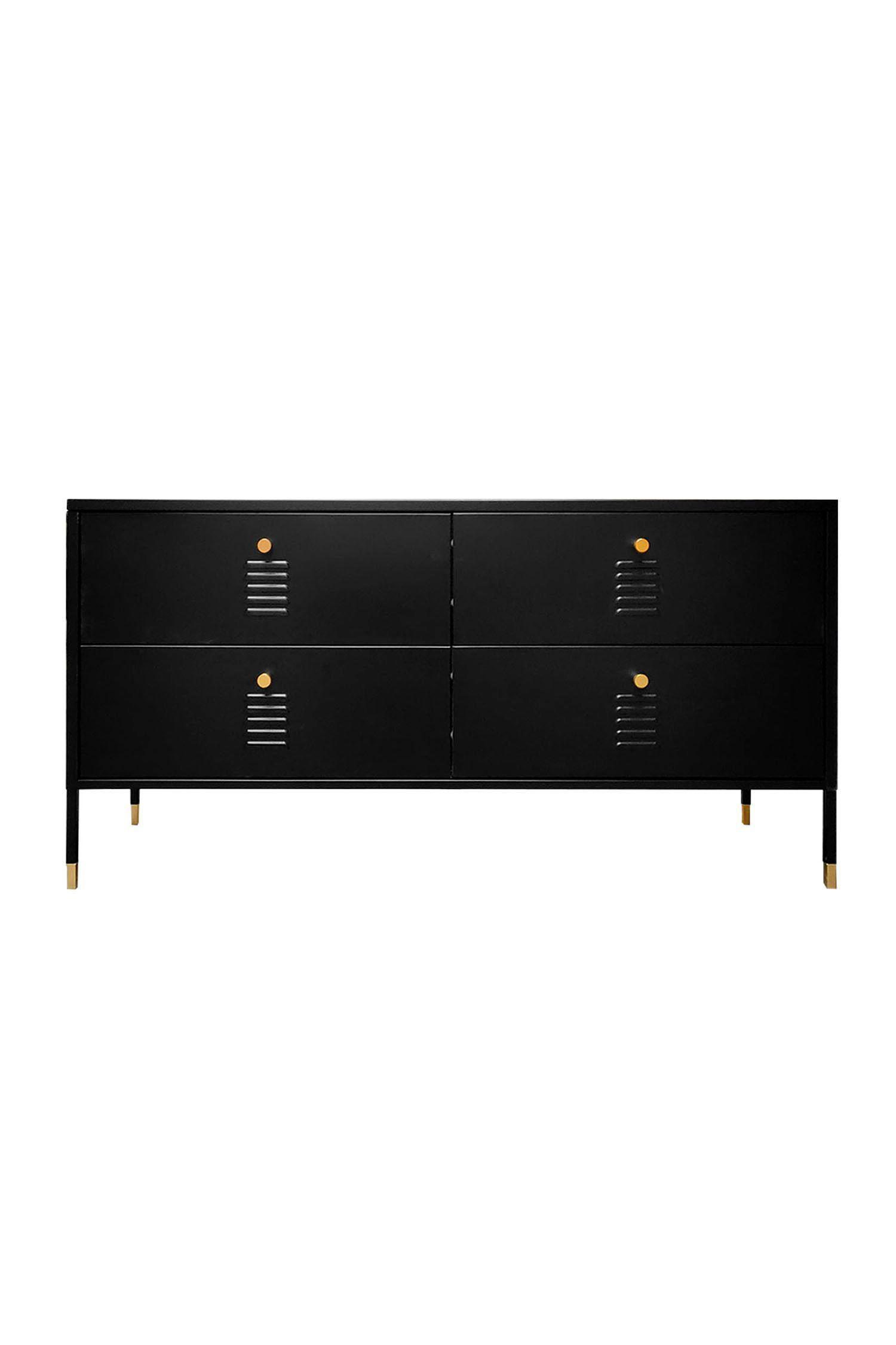 Cómoda rack metálica 4 cajones color Negro-2