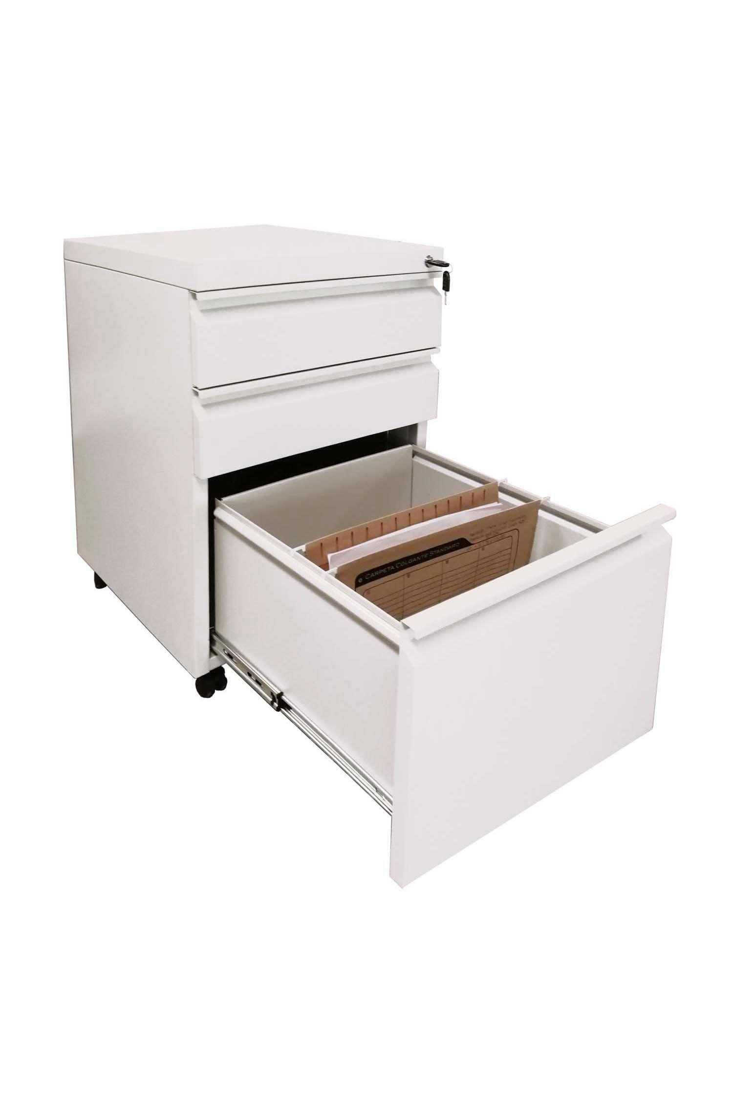 Cajonera Metálica para carpetas con ruedas y llave-2