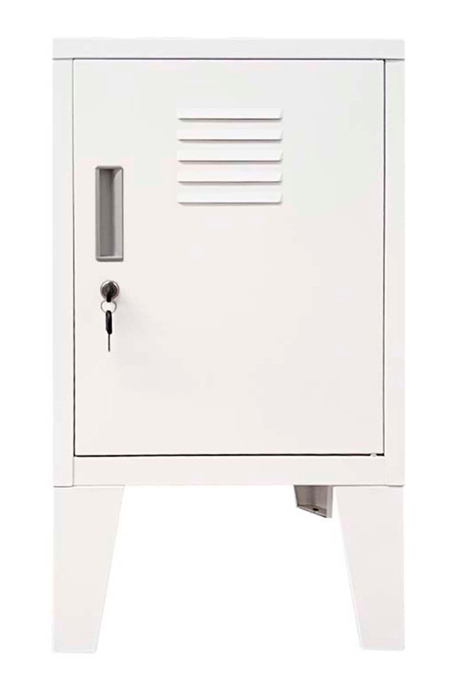 Velador metálico estante con llave blanco Mobitat-2
