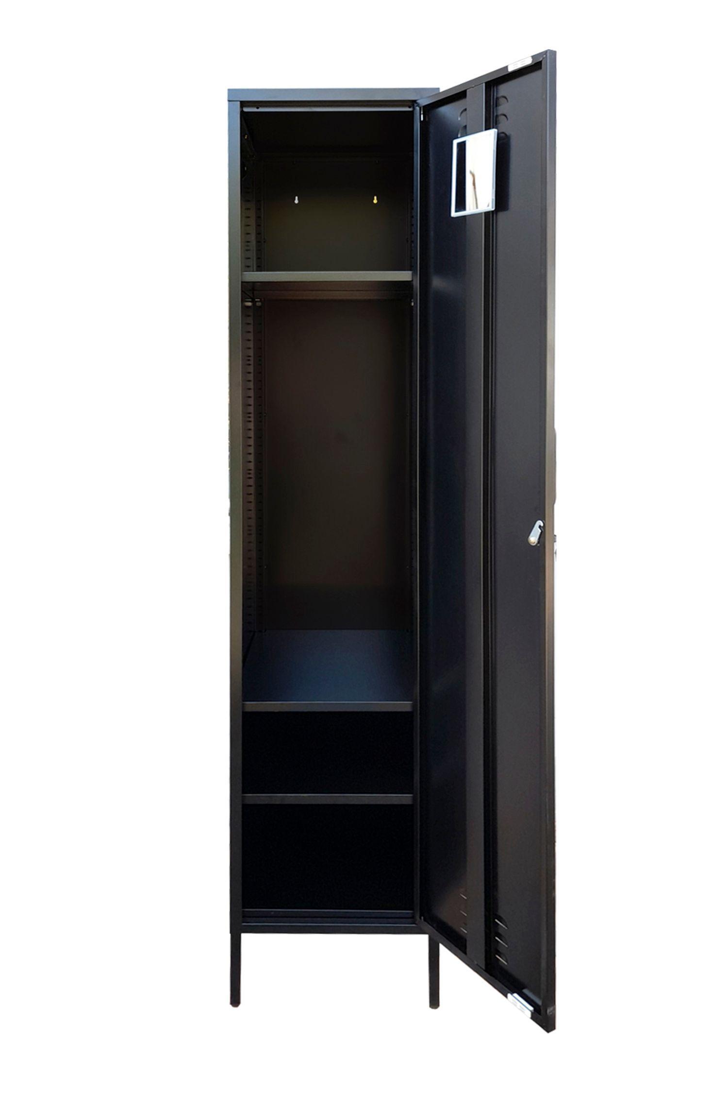 Locker Casa Negro Repisas y Barra regulables-3