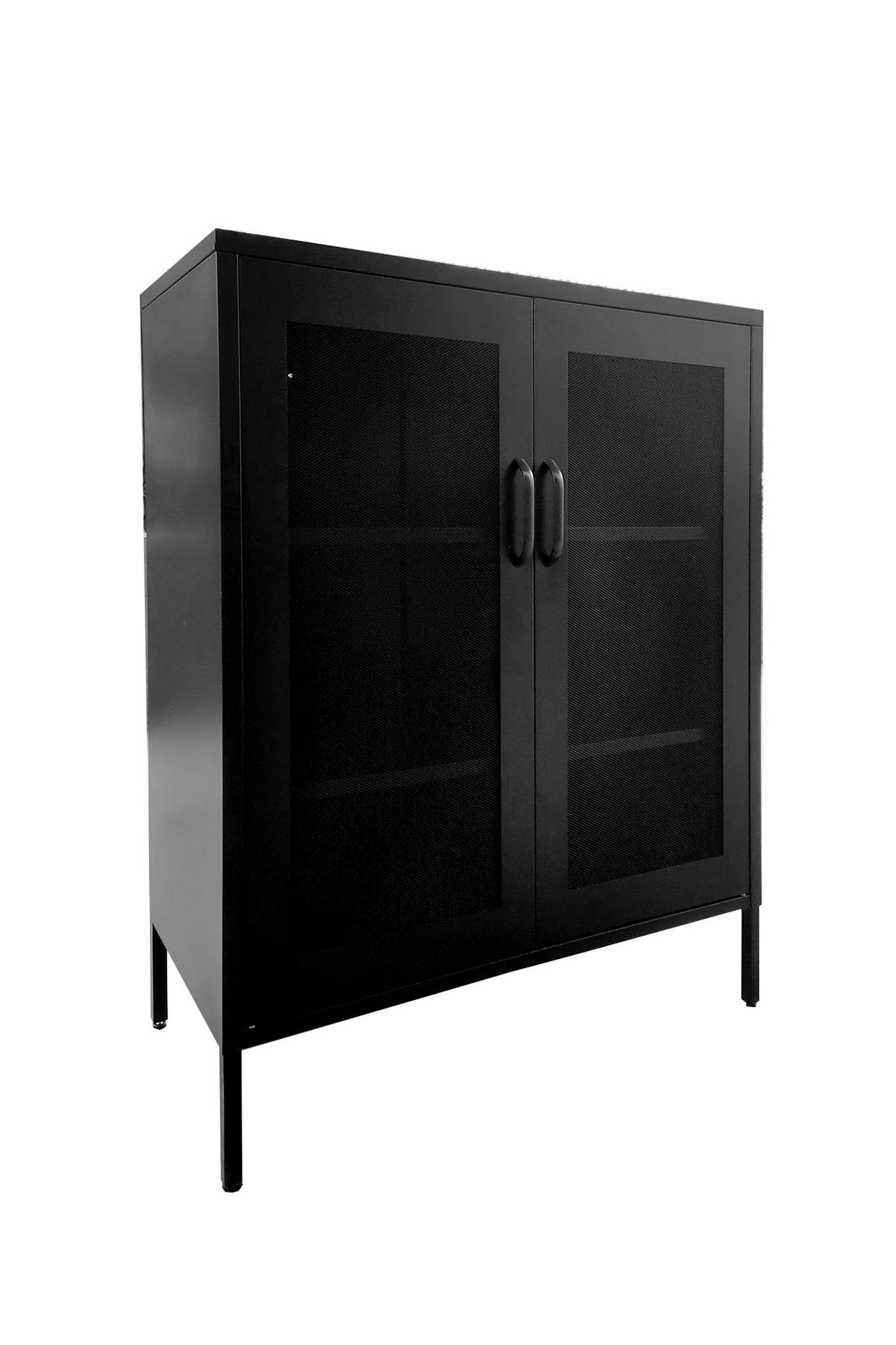 Gabinete Metálico Puertas de Malla Negro-4