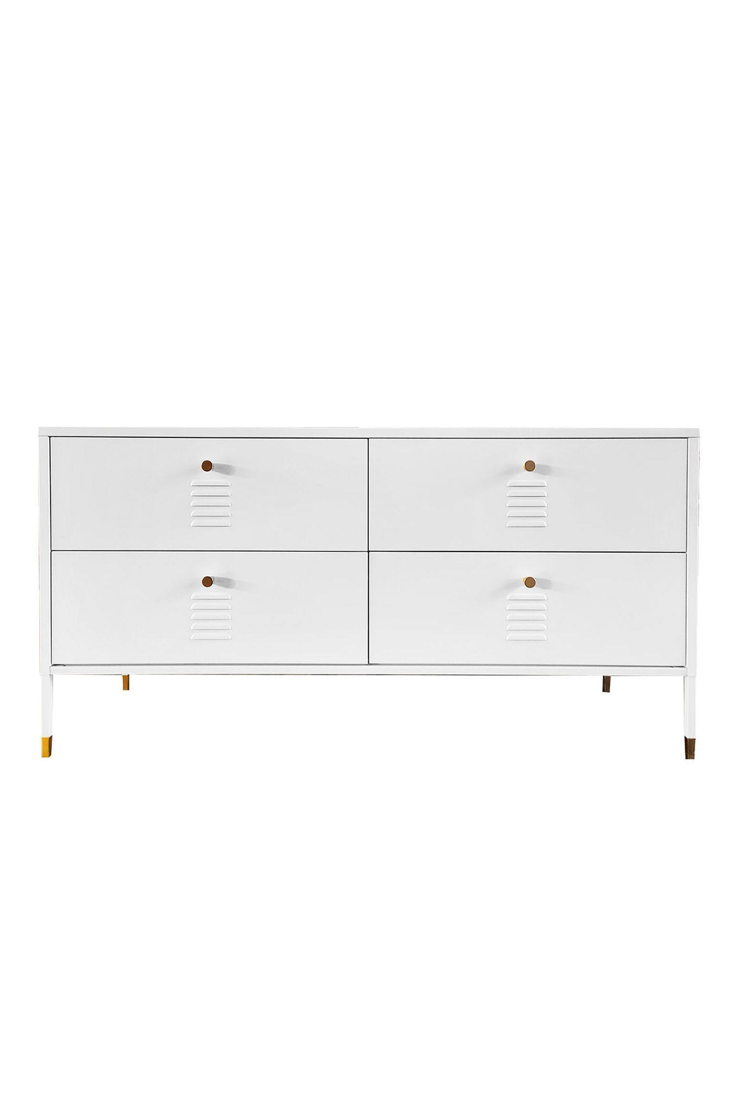 Cómoda rack metálica 4 cajones color Blanco-2