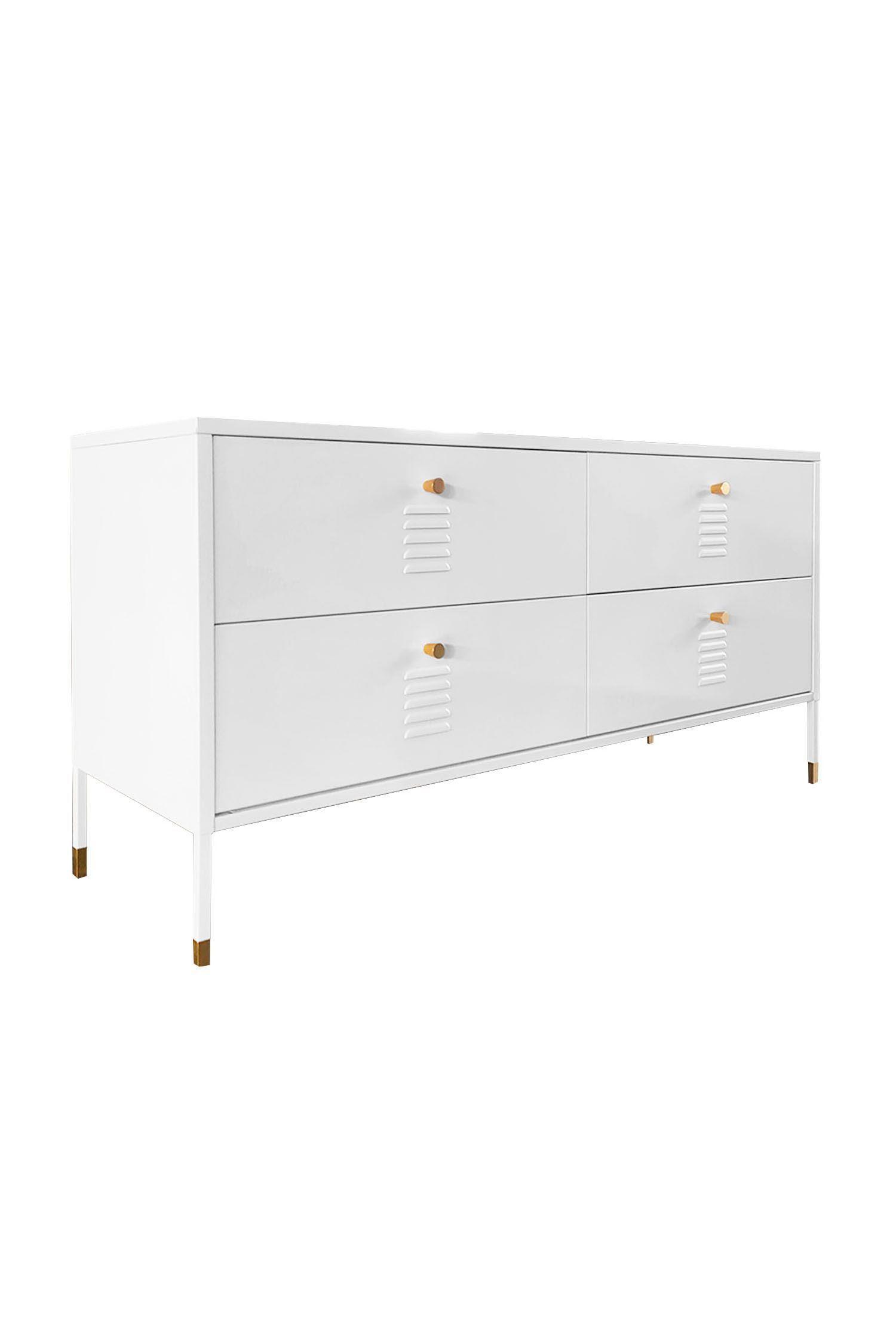 Cómoda rack metálica 4 cajones color Blanco-5