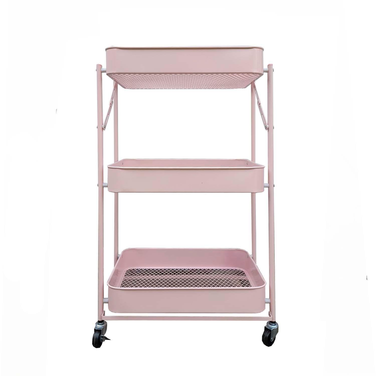 Carro Organizador Plegable con Ruedas  Rosa-2