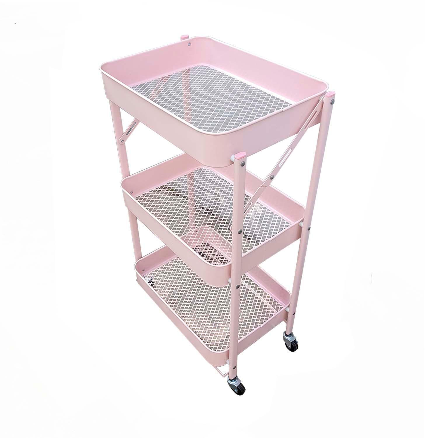 Carro Organizador Plegable con Ruedas  Rosa-3