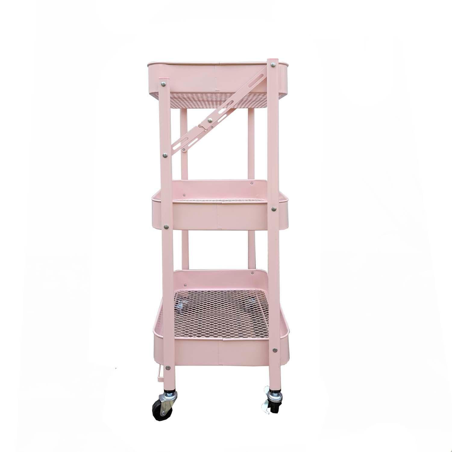 Carro Organizador Plegable con Ruedas  Rosa-4