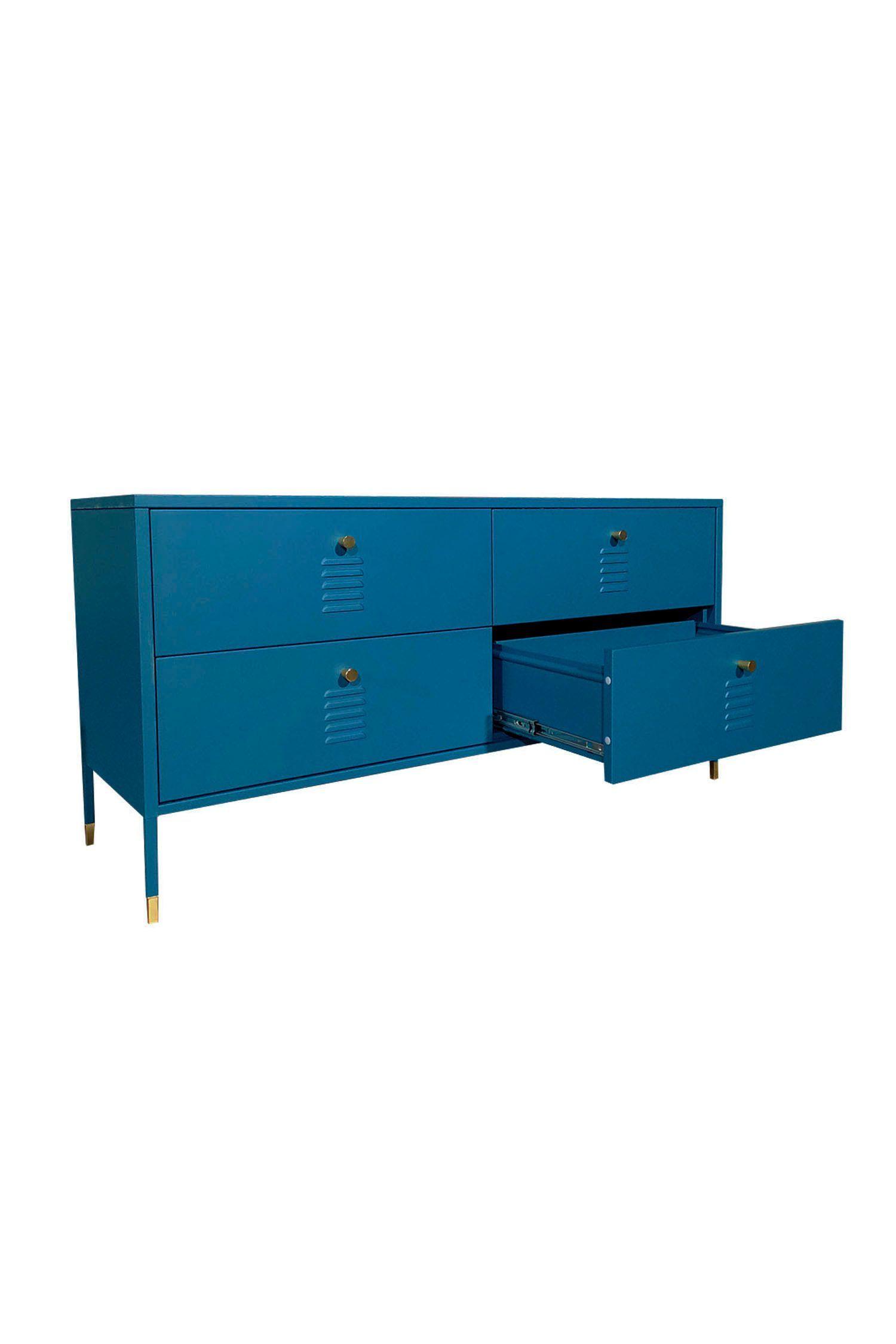Cómoda tipo Rack 4 Cajones Metálica Verde Petróleo-2