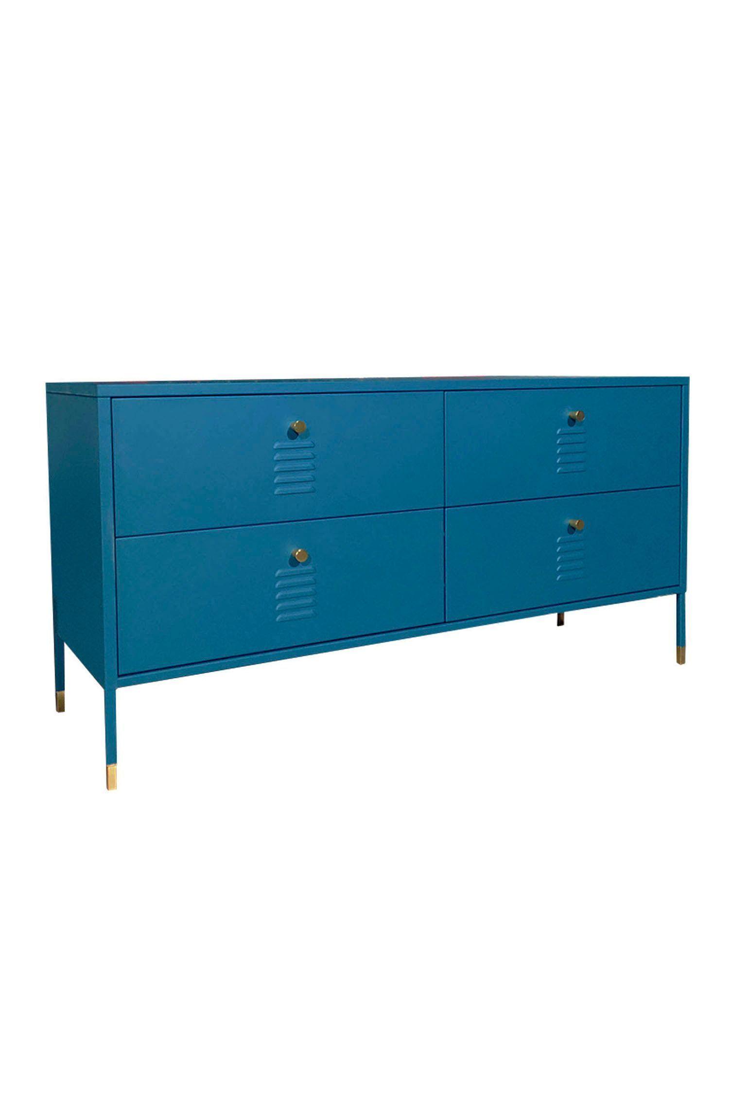 Cómoda tipo Rack 4 Cajones Metálica Verde Petróleo-3