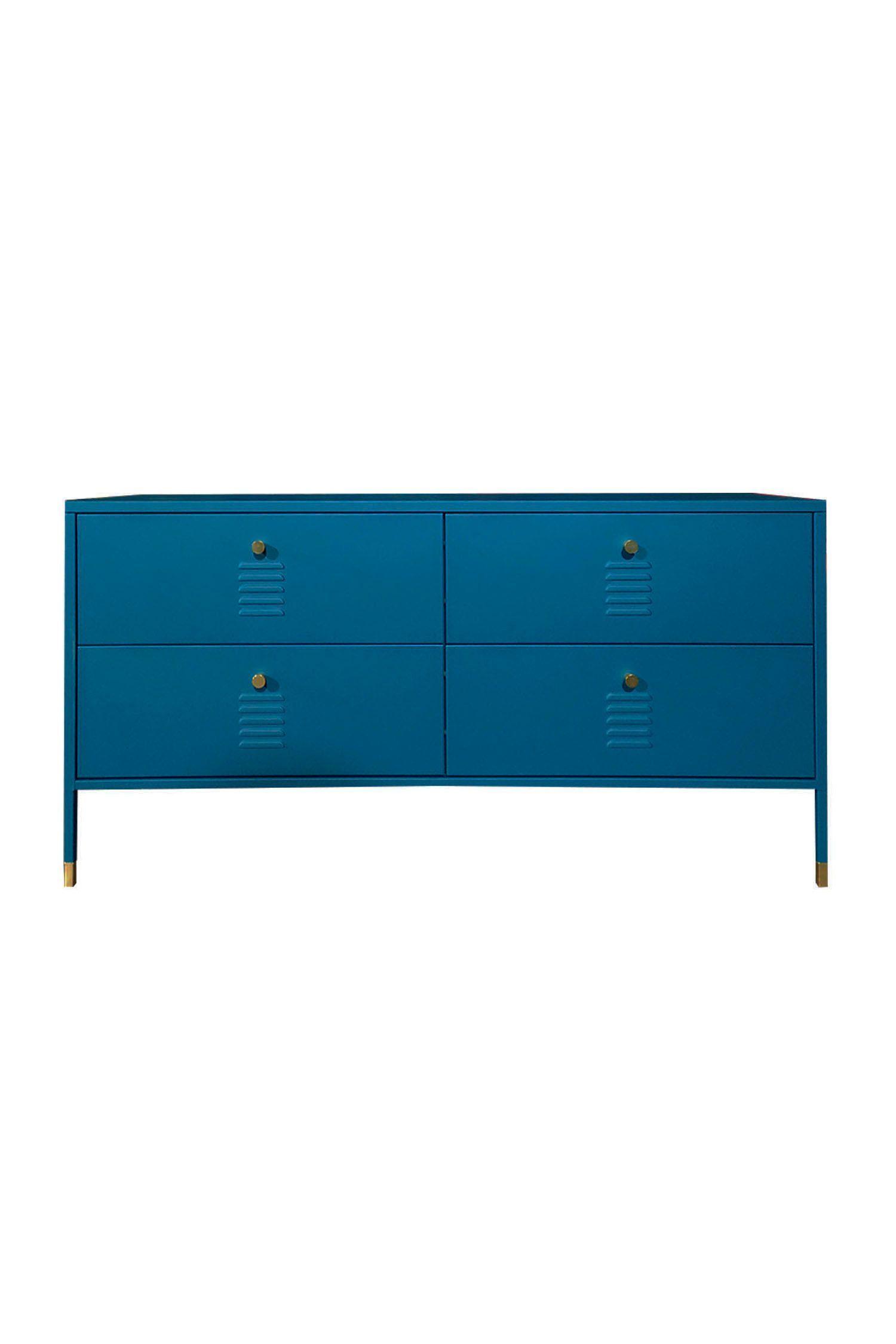 Cómoda tipo Rack 4 Cajones Metálica Verde Petróleo-4