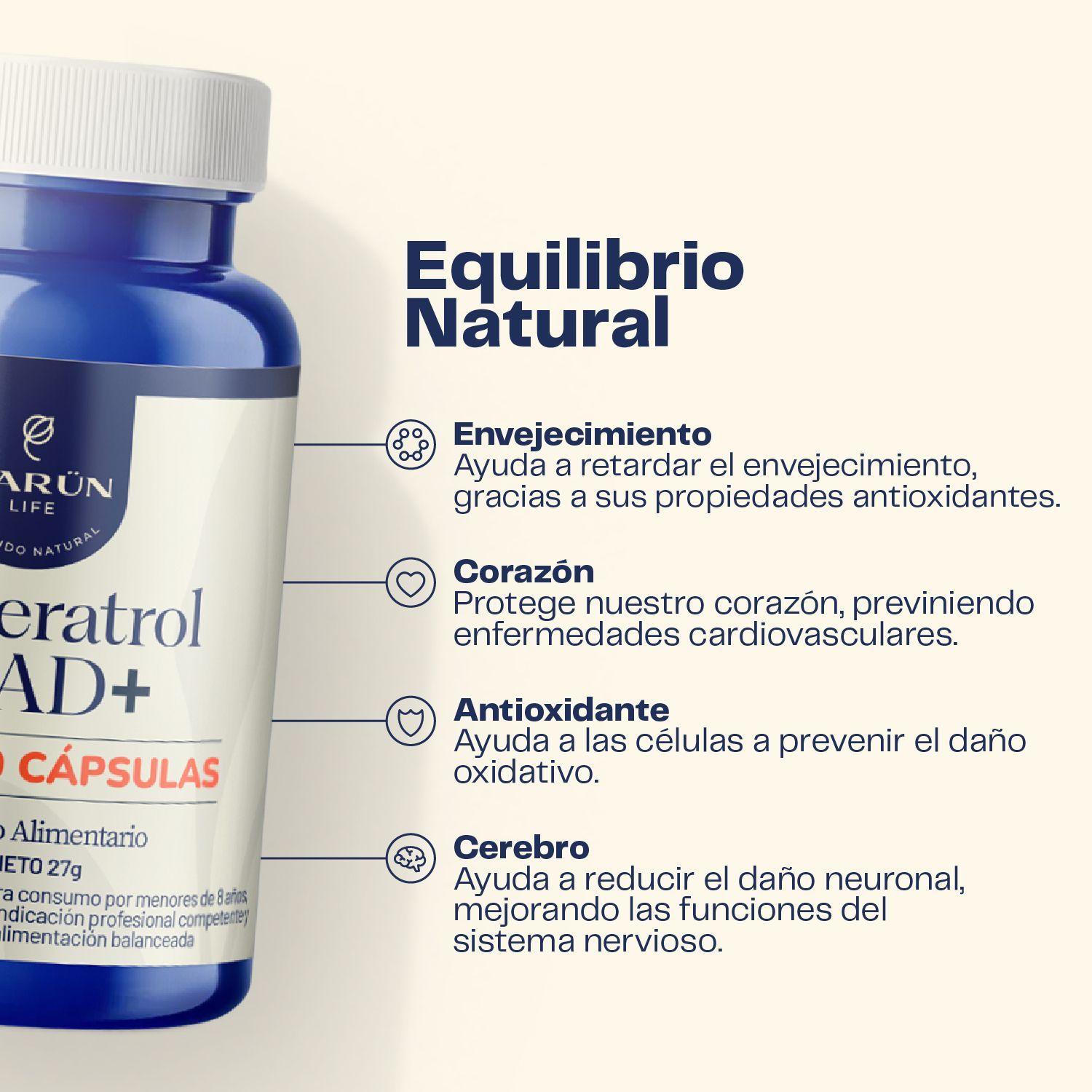 Pack X3 Resveratrol Nad 180 Capsulas Karun Life-2