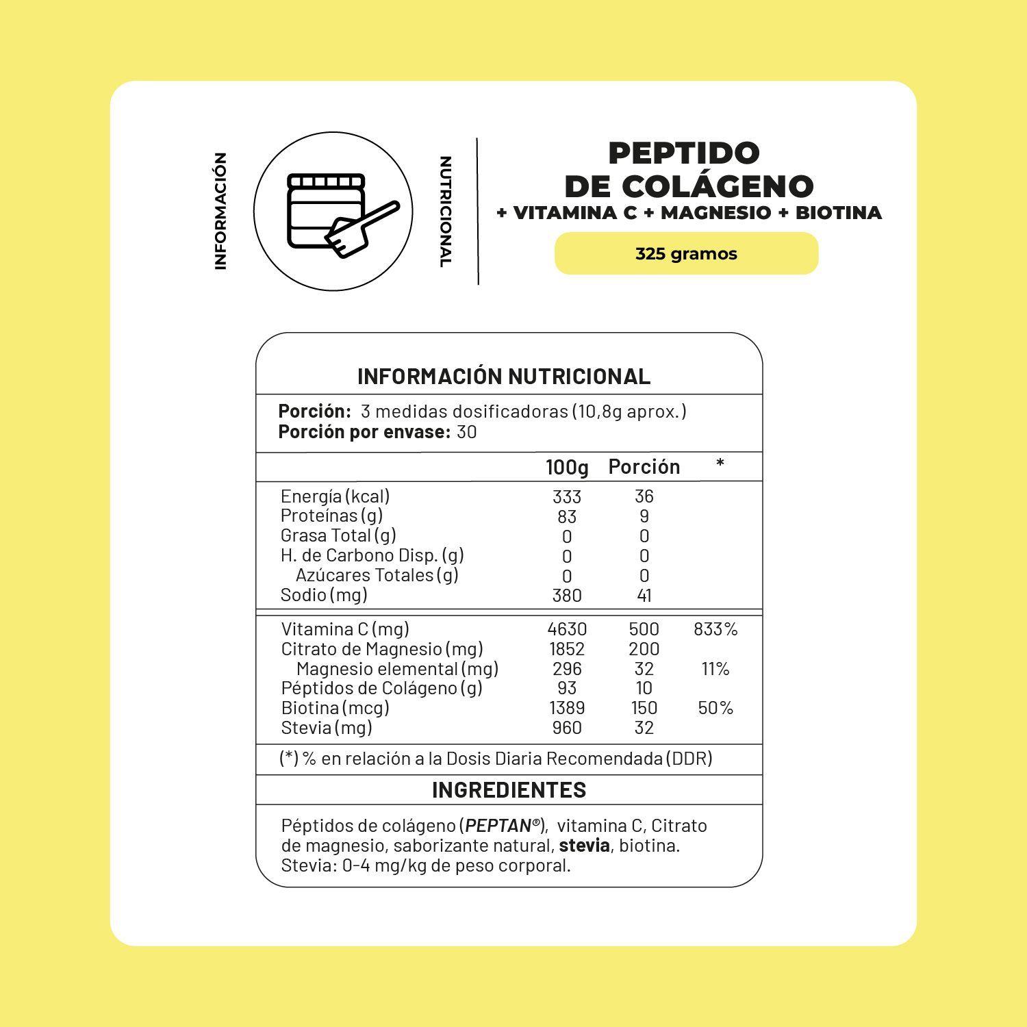 P ptidos de col geno Vitamina C Magnesio en polvo sabor lim n 325 g Karun Life-1