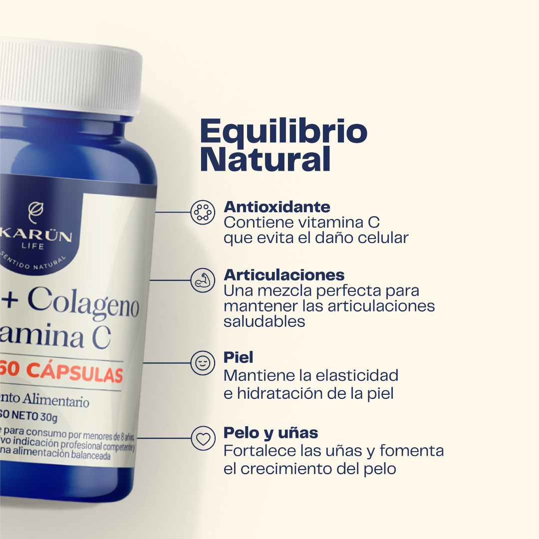 Biotina + Colágeno Hidrolizado  + Vitamina C 500mg 60 Cap Karun Life-2