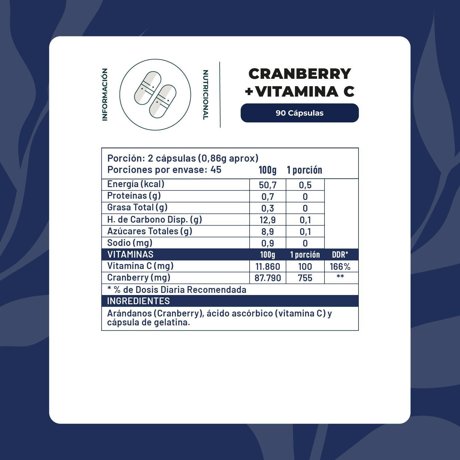 Cranberry + Vitamina C  90 Cápsulas Karun Life-1