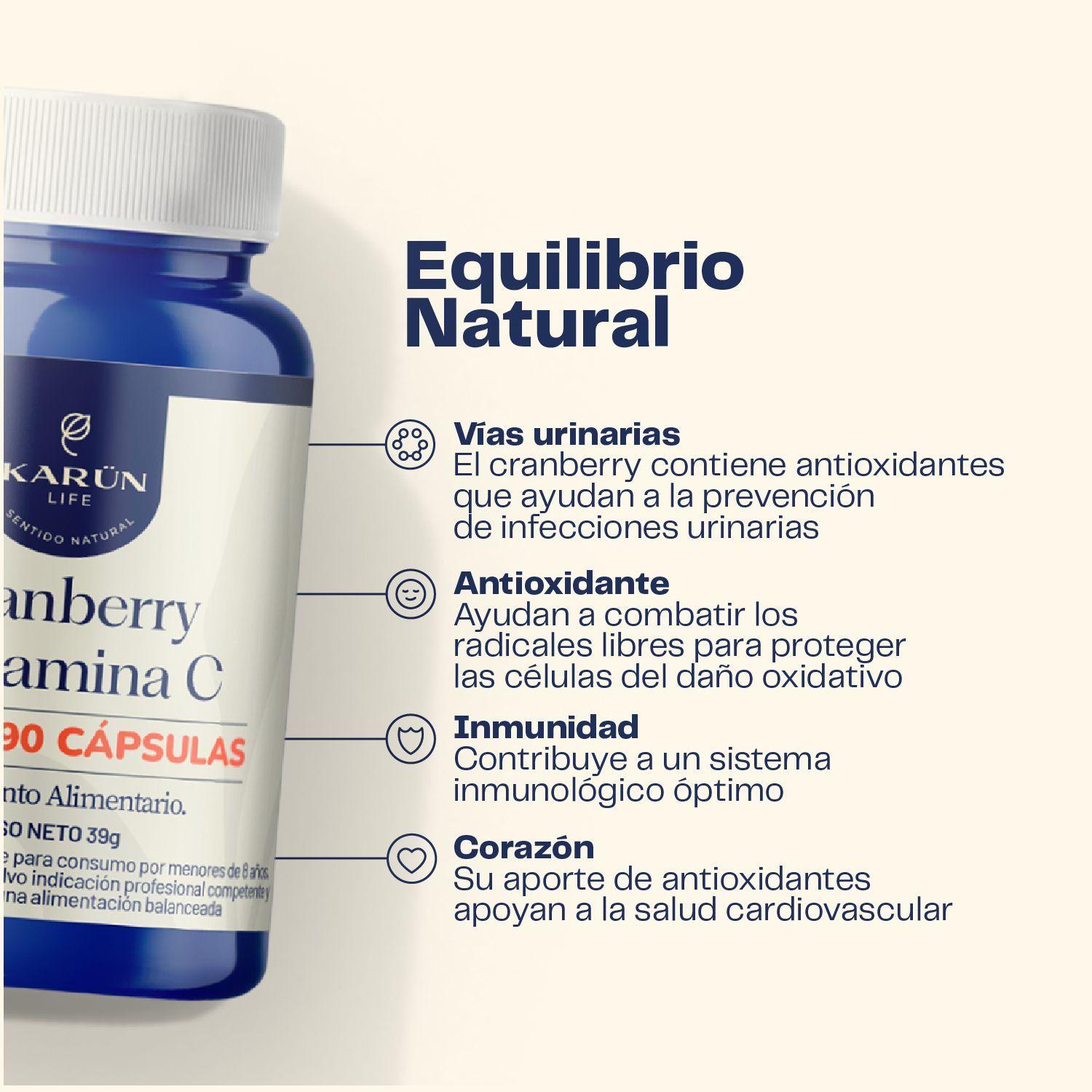 Cranberry + Vitamina C  90 Cápsulas Karun Life-2