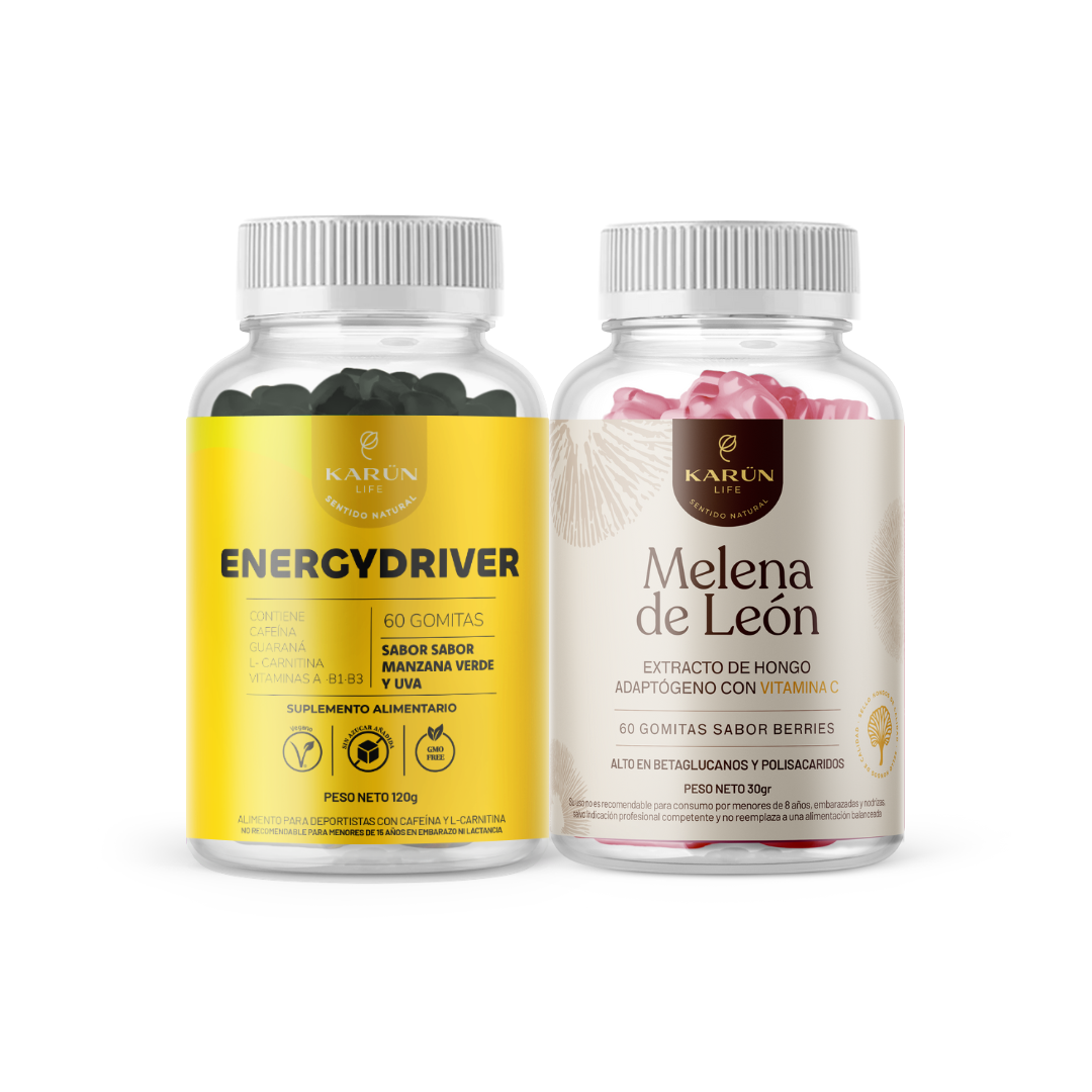 Pack Energia Vitalidad 60 Gomitas Energy Driver + 60 Gomitas Melena Leon Karun Life-0