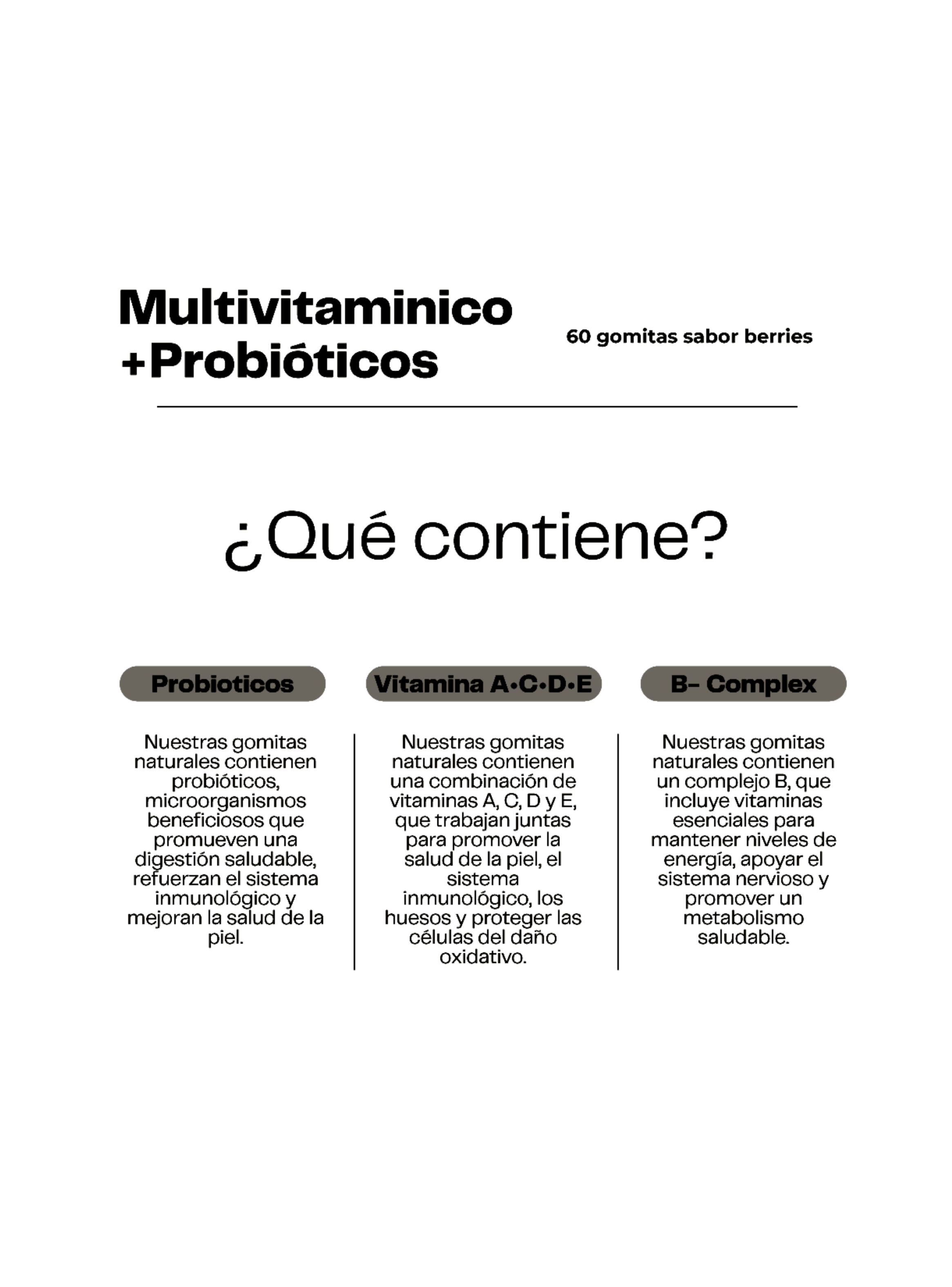 Gomitas Multivitamínico + Probióticos Vitamina A,C, D, E y B | 60Gomitas Karun Life-2