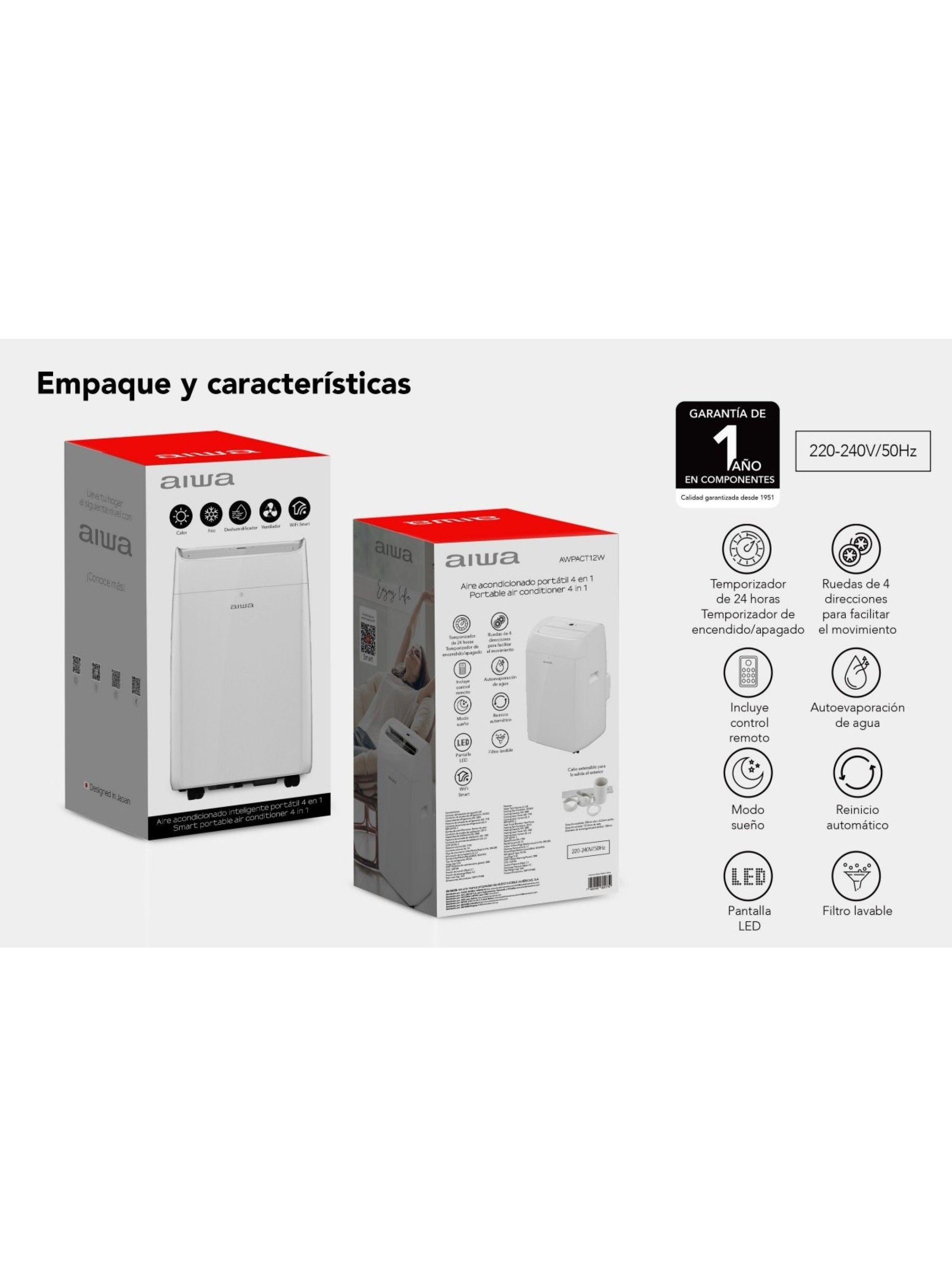 Aire Acondicionado Portatil 4 en 1 Aiwa 12.000 Btu Aw-pact12w -5