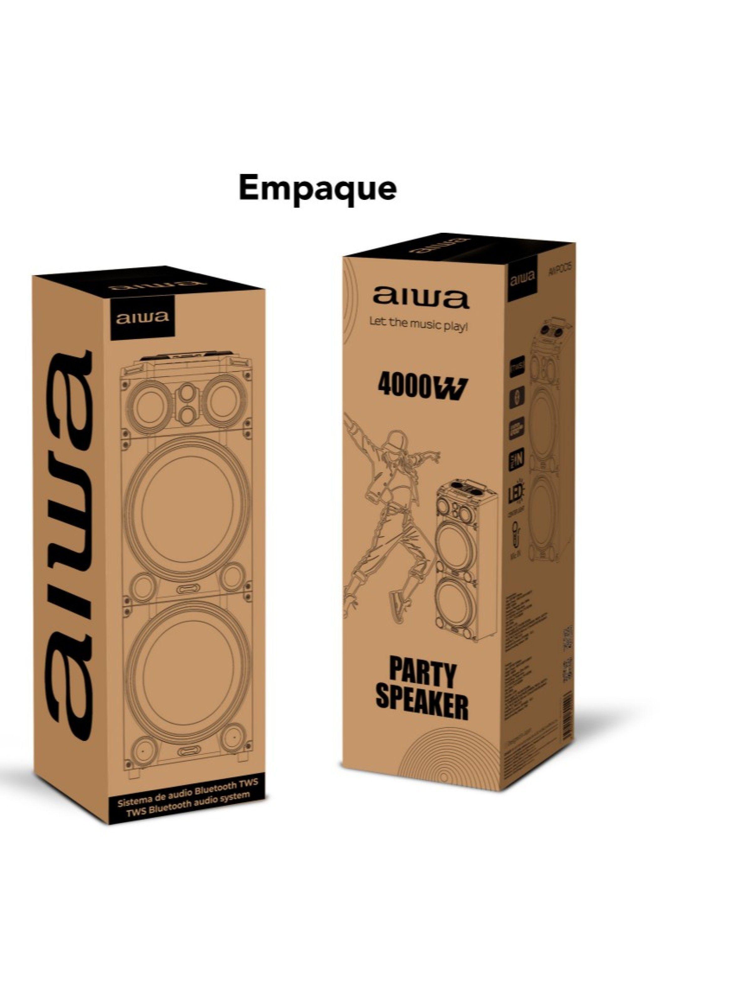 Parlante Bluetooth Torre Karaoke Aiwa 4000w Tws Aw-poc15-3