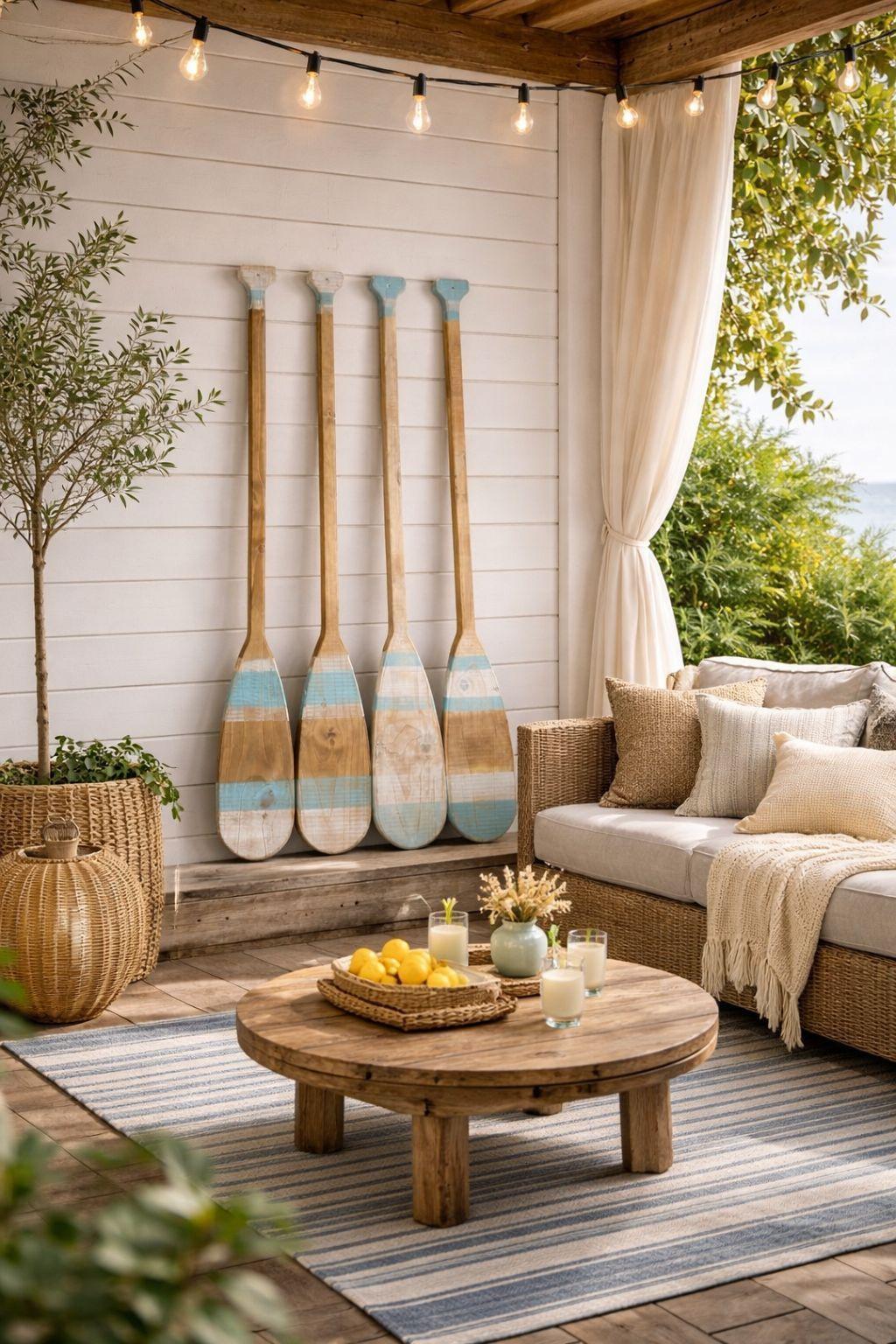 PACK 4 Unidades REMO NAUTICO MADERA NATUAL DECORATIVO-1