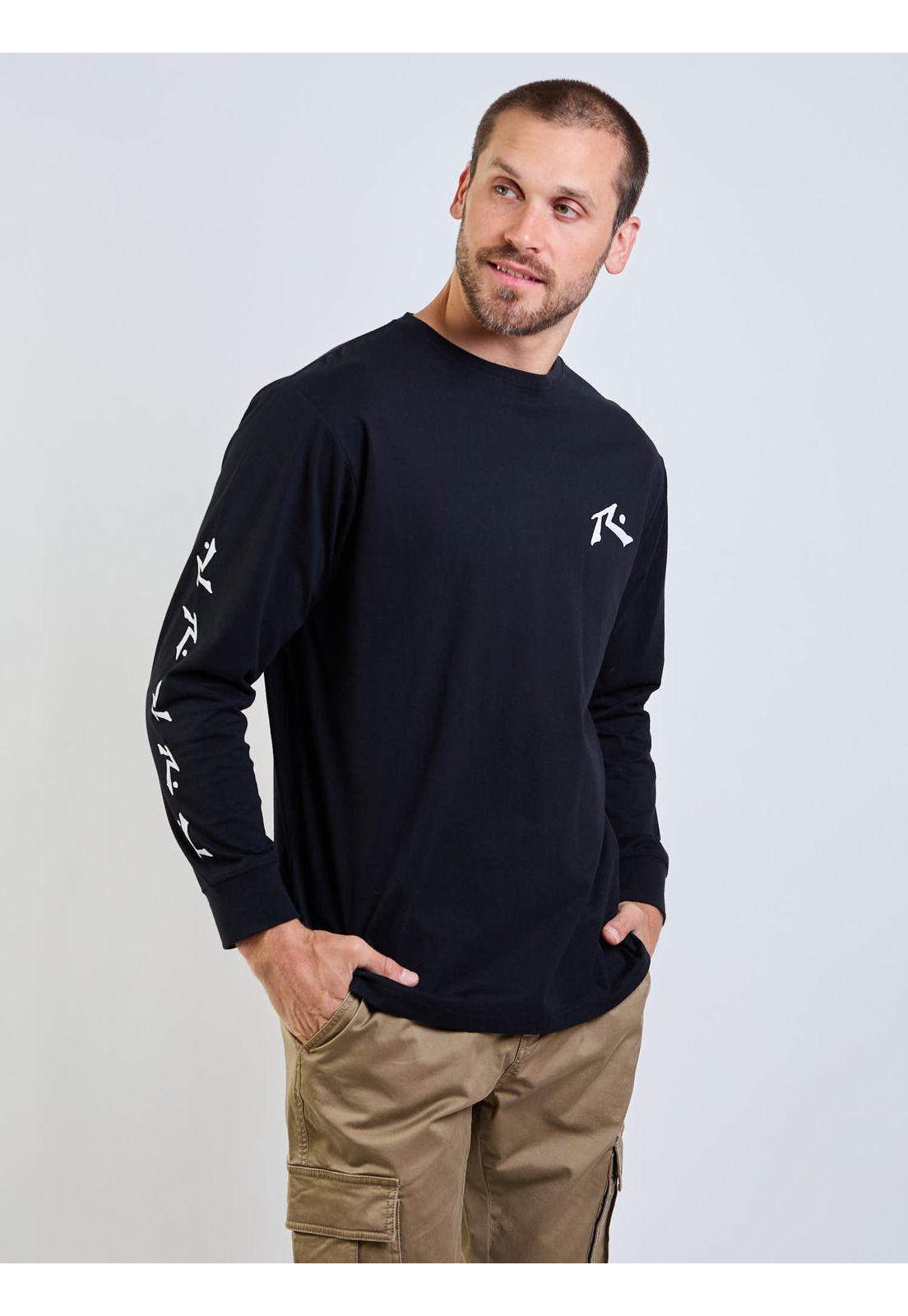Polera ML R Logo Negro Hombre Rusty-2