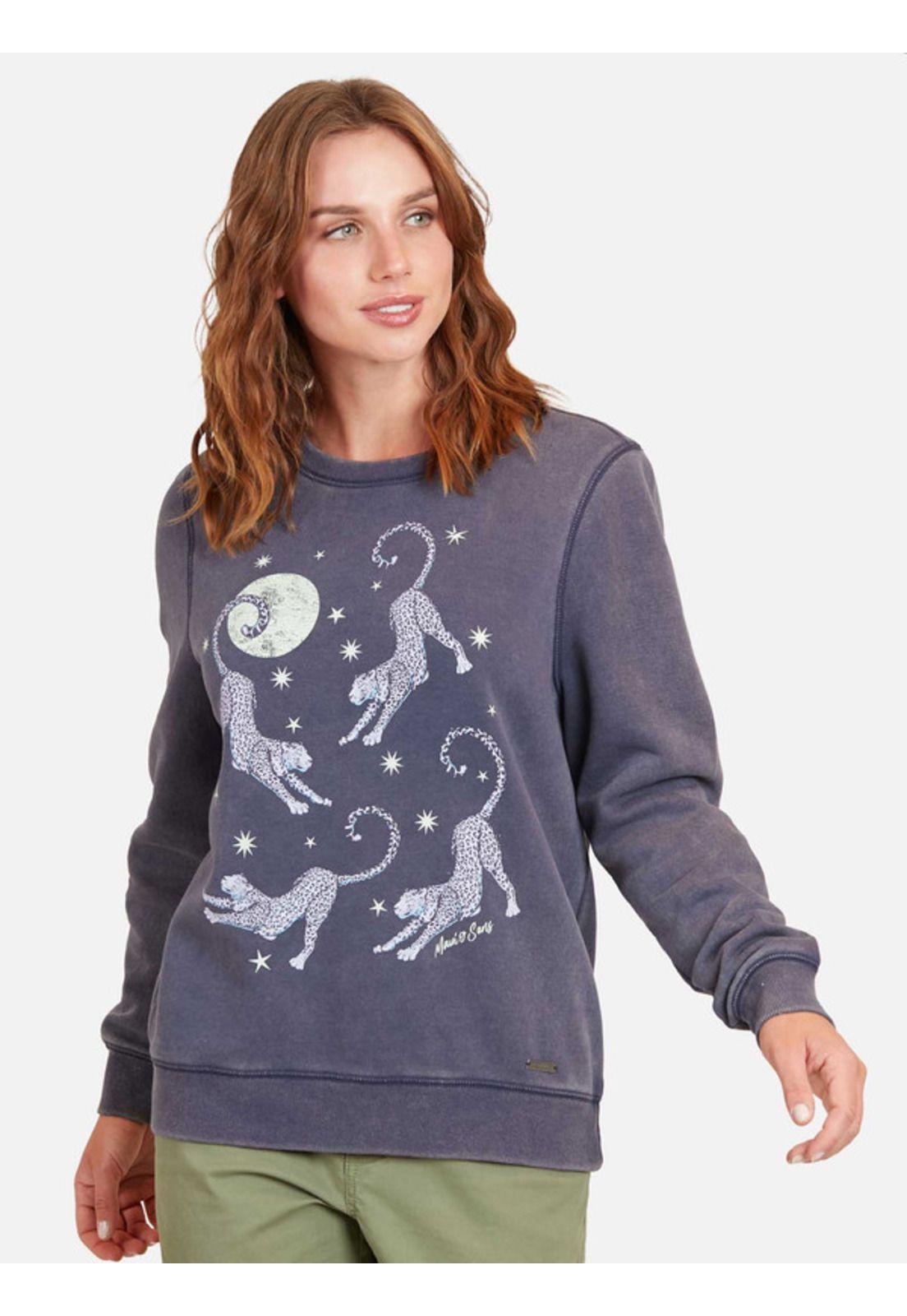 Poleron Feline Stars Mujer Azul Maui And Sons-0