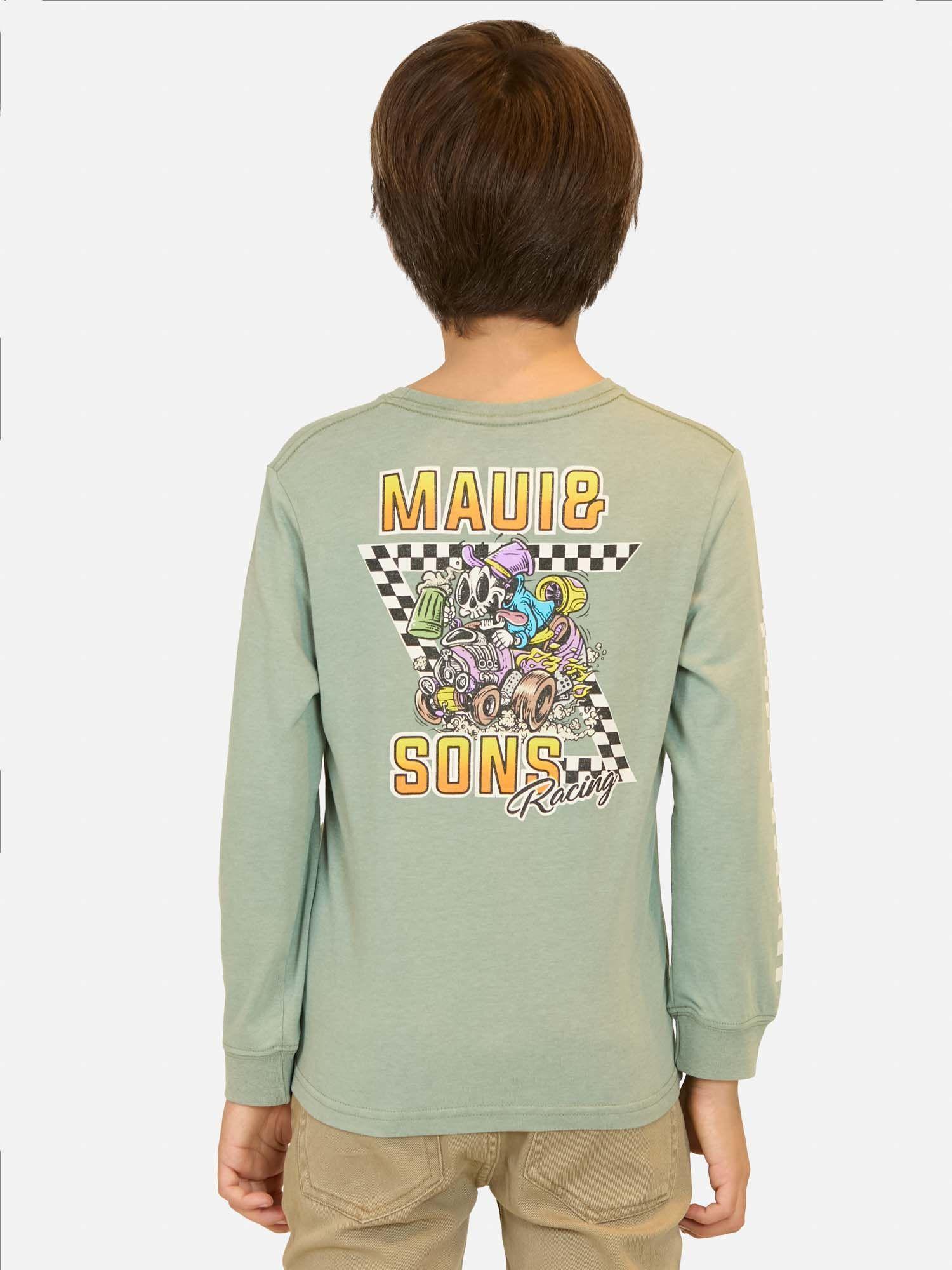 Polera ML Race Shark Verde Niño Maui And Sons-1