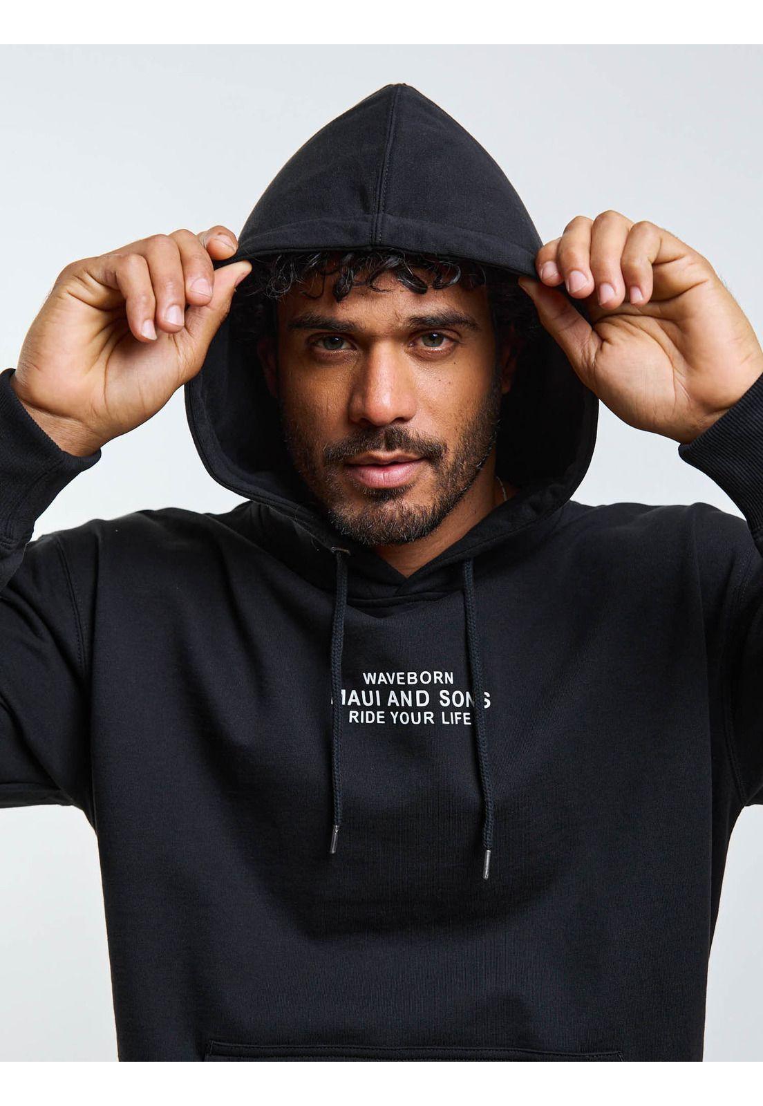 Poleron Canguro Waveborn Negro Hombre Maui And Sons-3