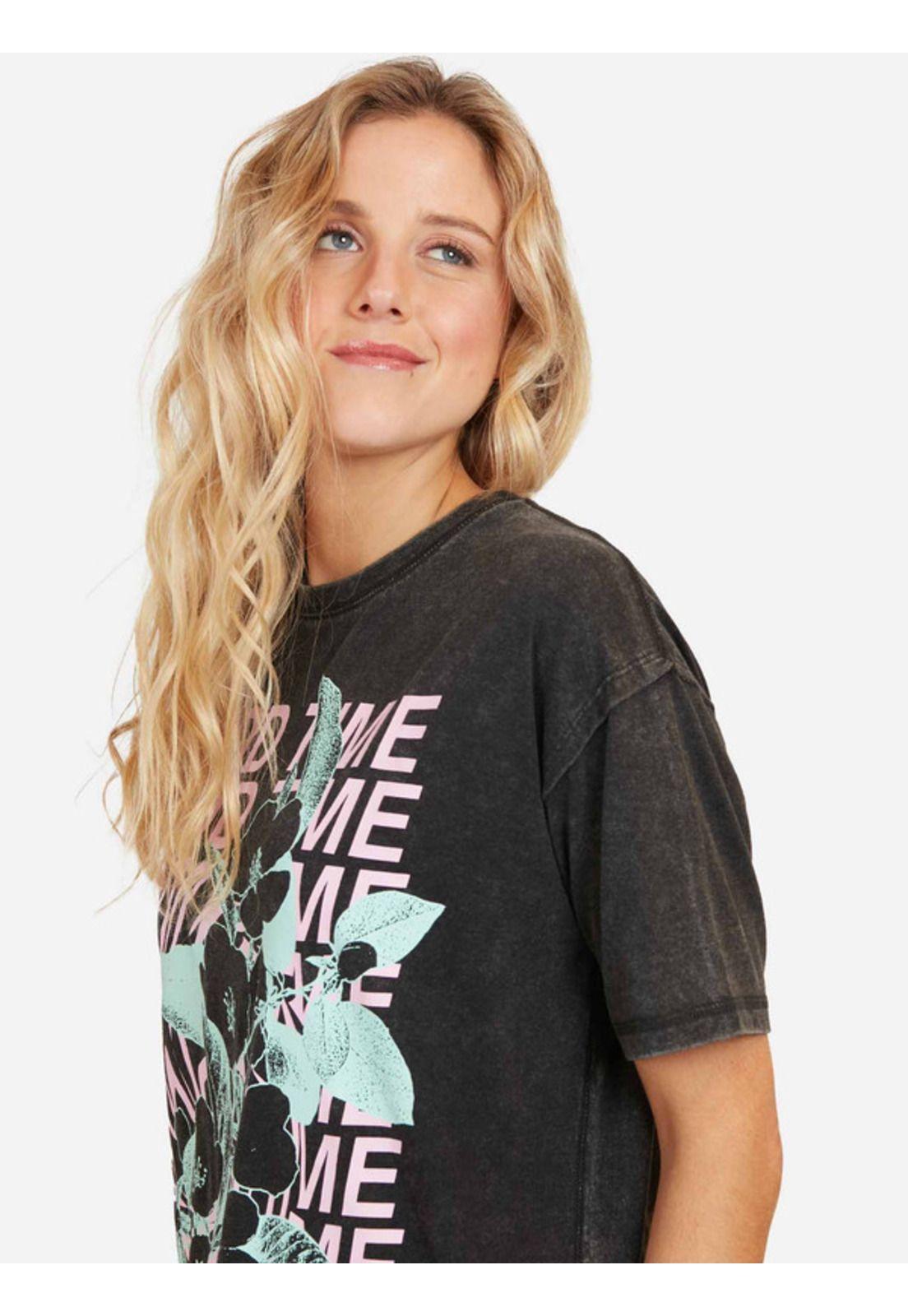 Polera Good Time Flowers Mujer Negro Maui And Sons-2