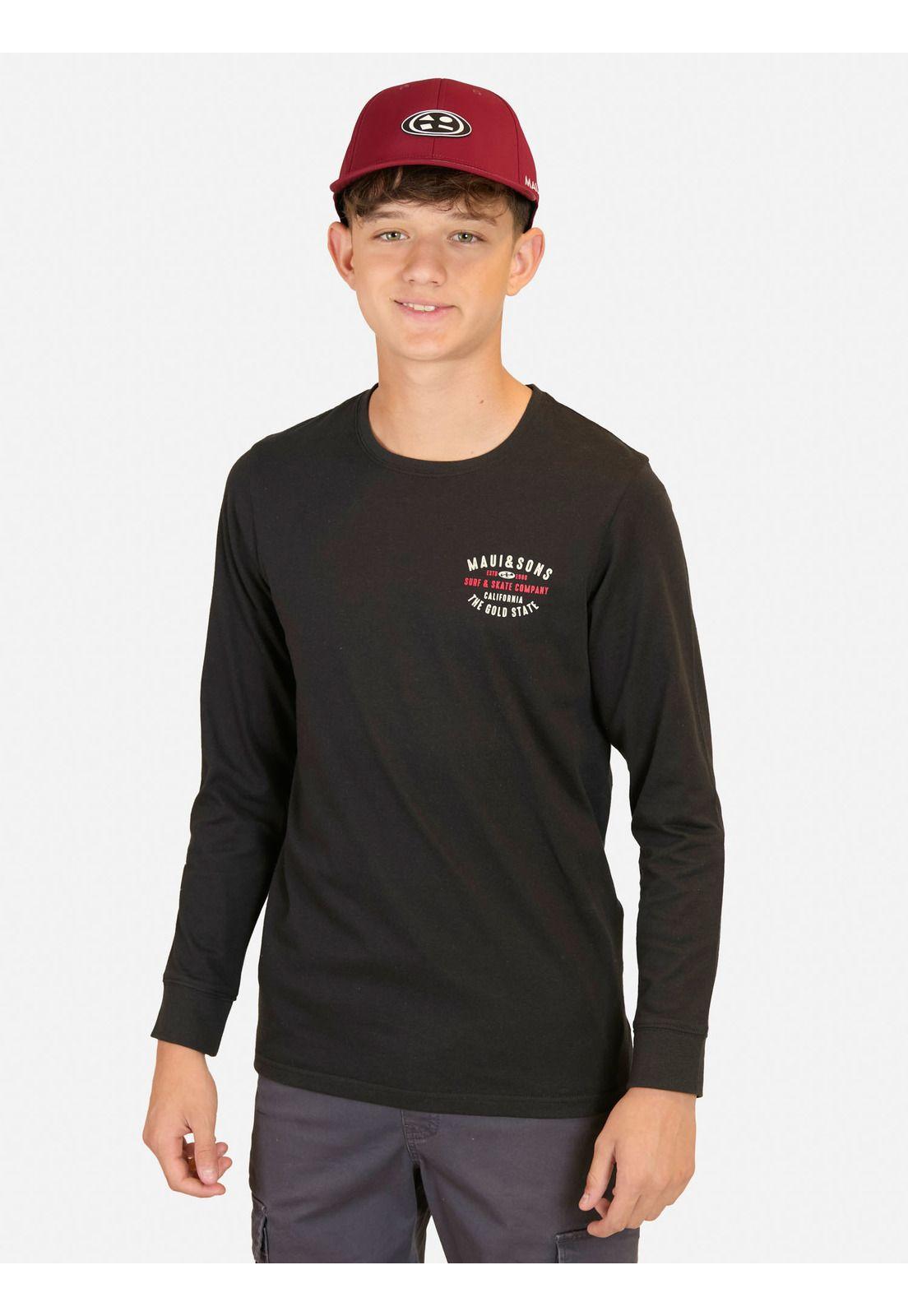 Polera ML Shoreline Drift Negro Infantil Maui And Sons-0