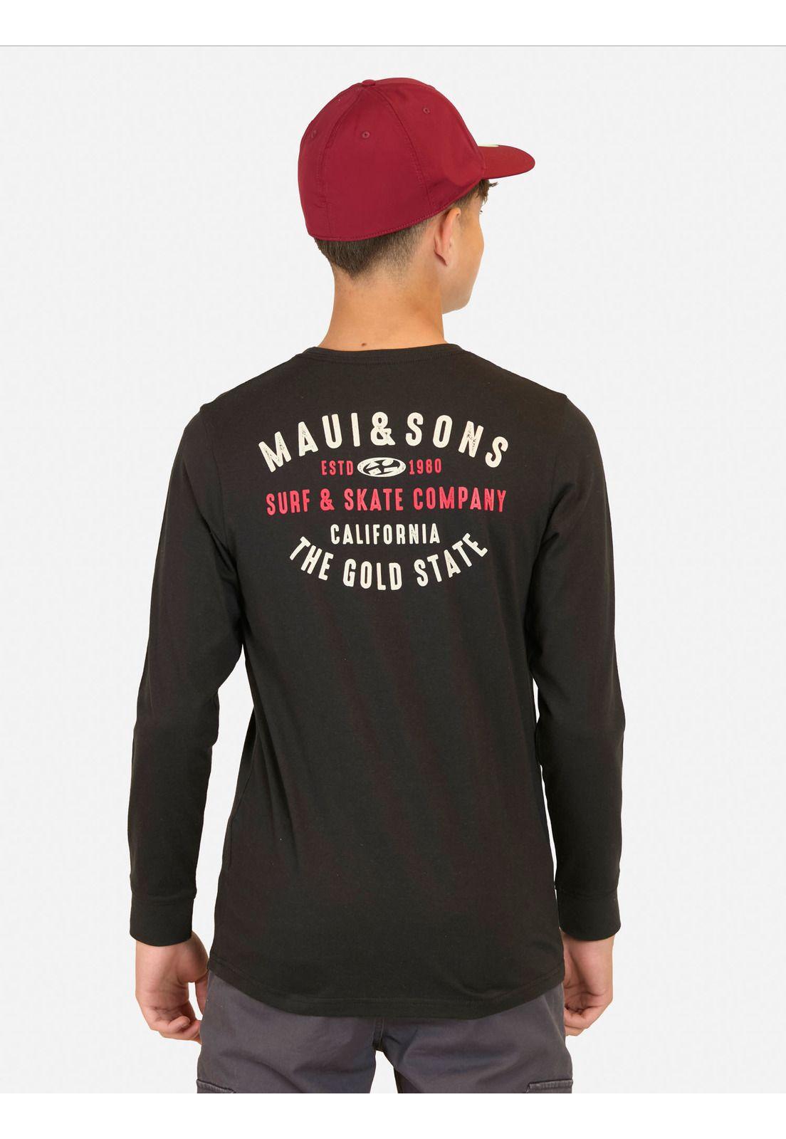 Polera ML Shoreline Drift Negro Infantil Maui And Sons-1