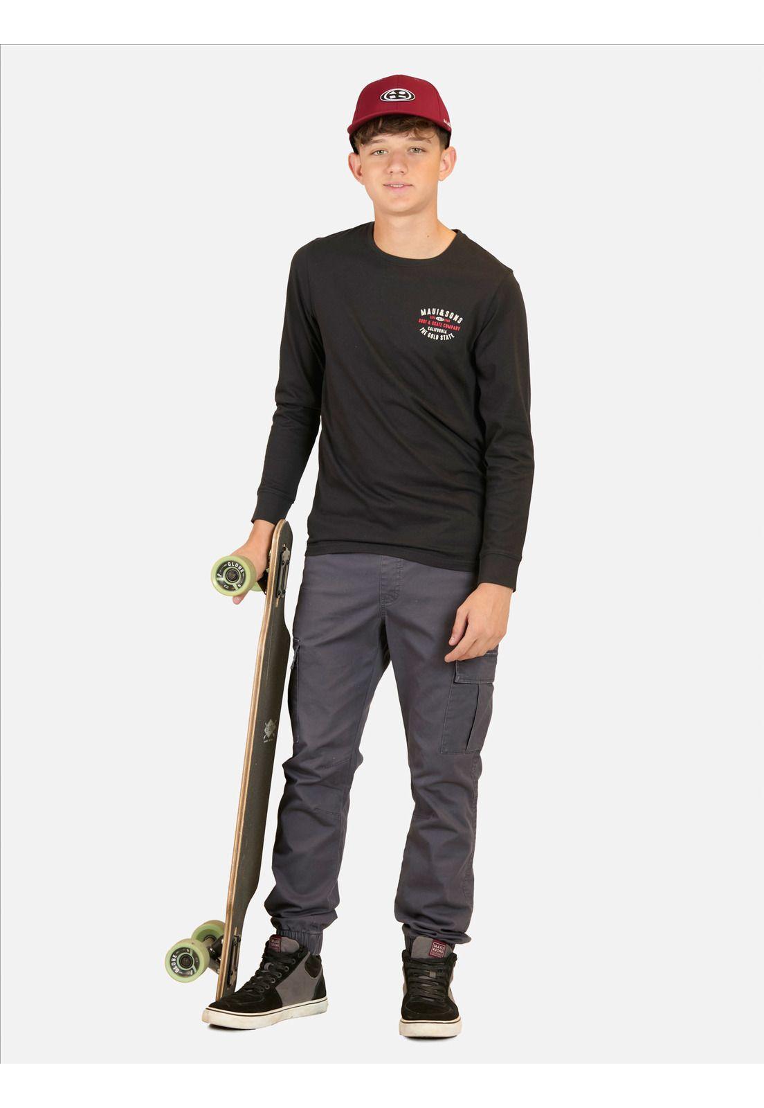 Polera ML Shoreline Drift Negro Infantil Maui And Sons-3