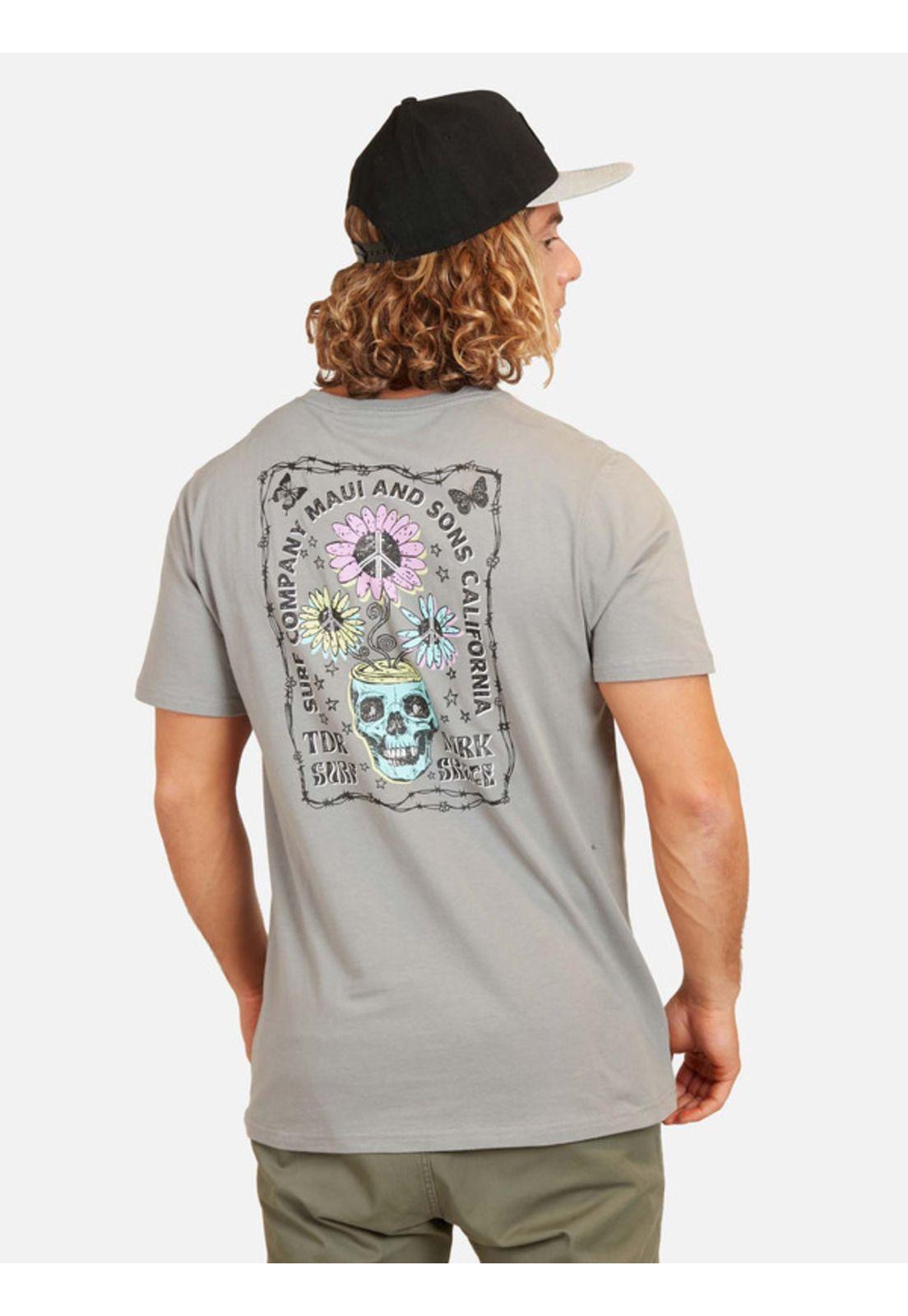Polera Maui Kalaka Flowers Tees Organic Hombre Gris Maui And Sons-1