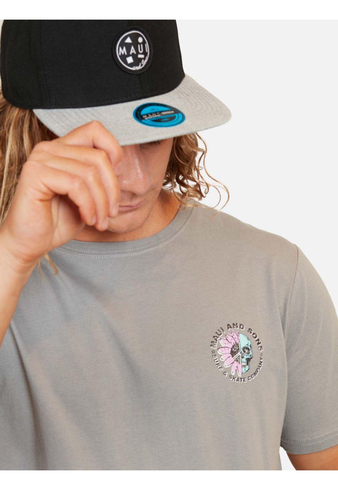 Polera Maui Kalaka Flowers Tees Organic Hombre Gris Maui And Sons-2