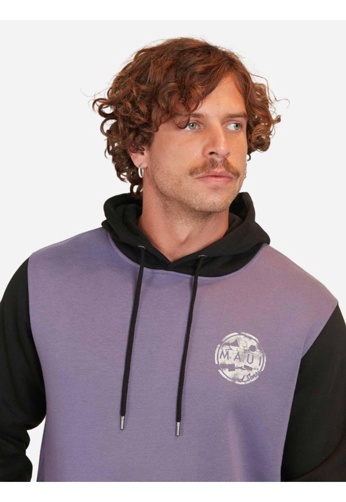 Poleron Logo Wornout Hoodies Hombre Morado Maui And Sons-0