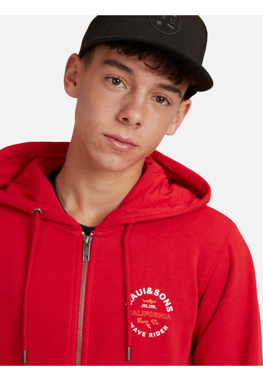 Poleron Wave Rider Juvenil Hombre Rojo Maui And Sons-2