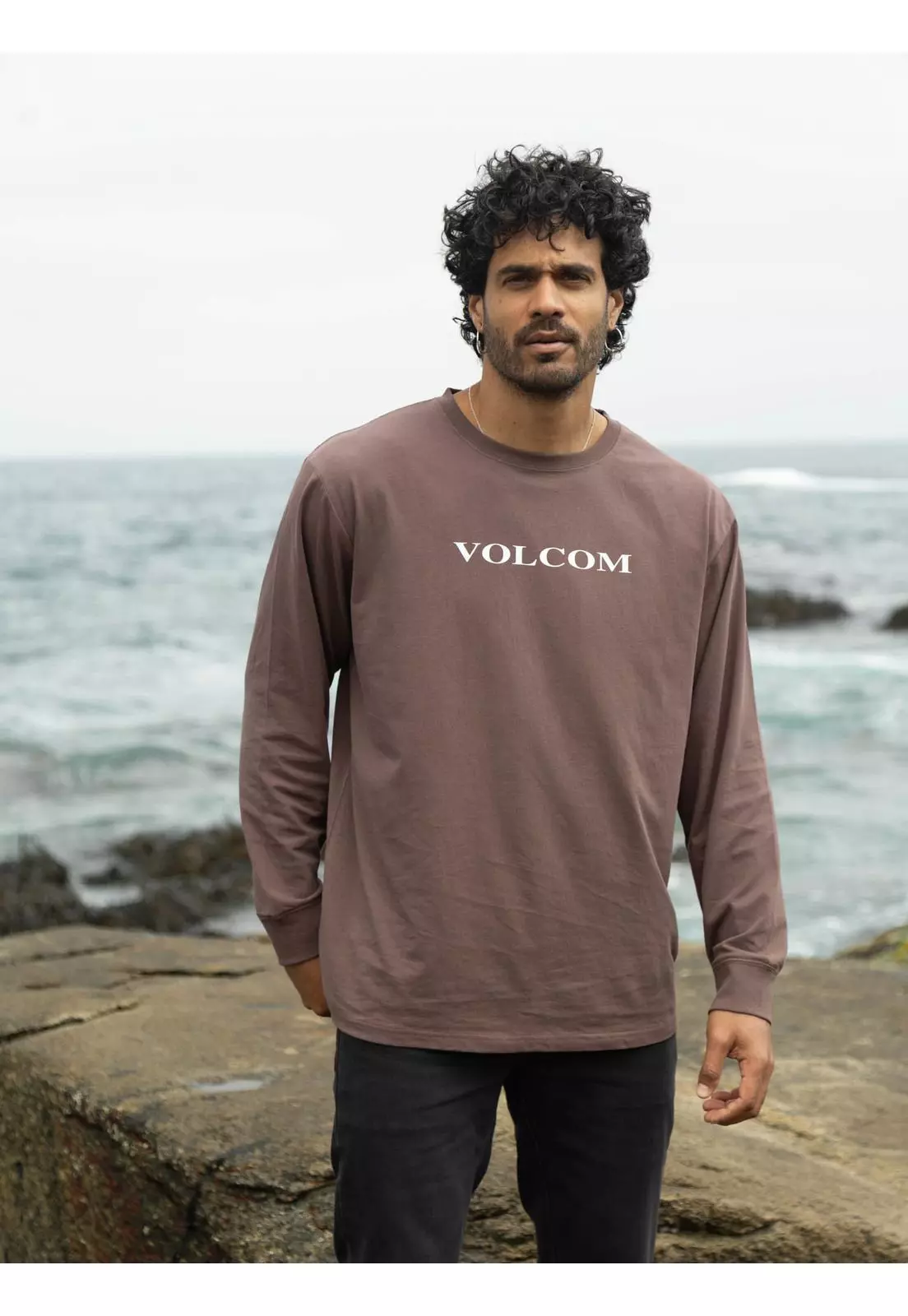 Polera ML VLC Stone Café Hombre Volcom-0