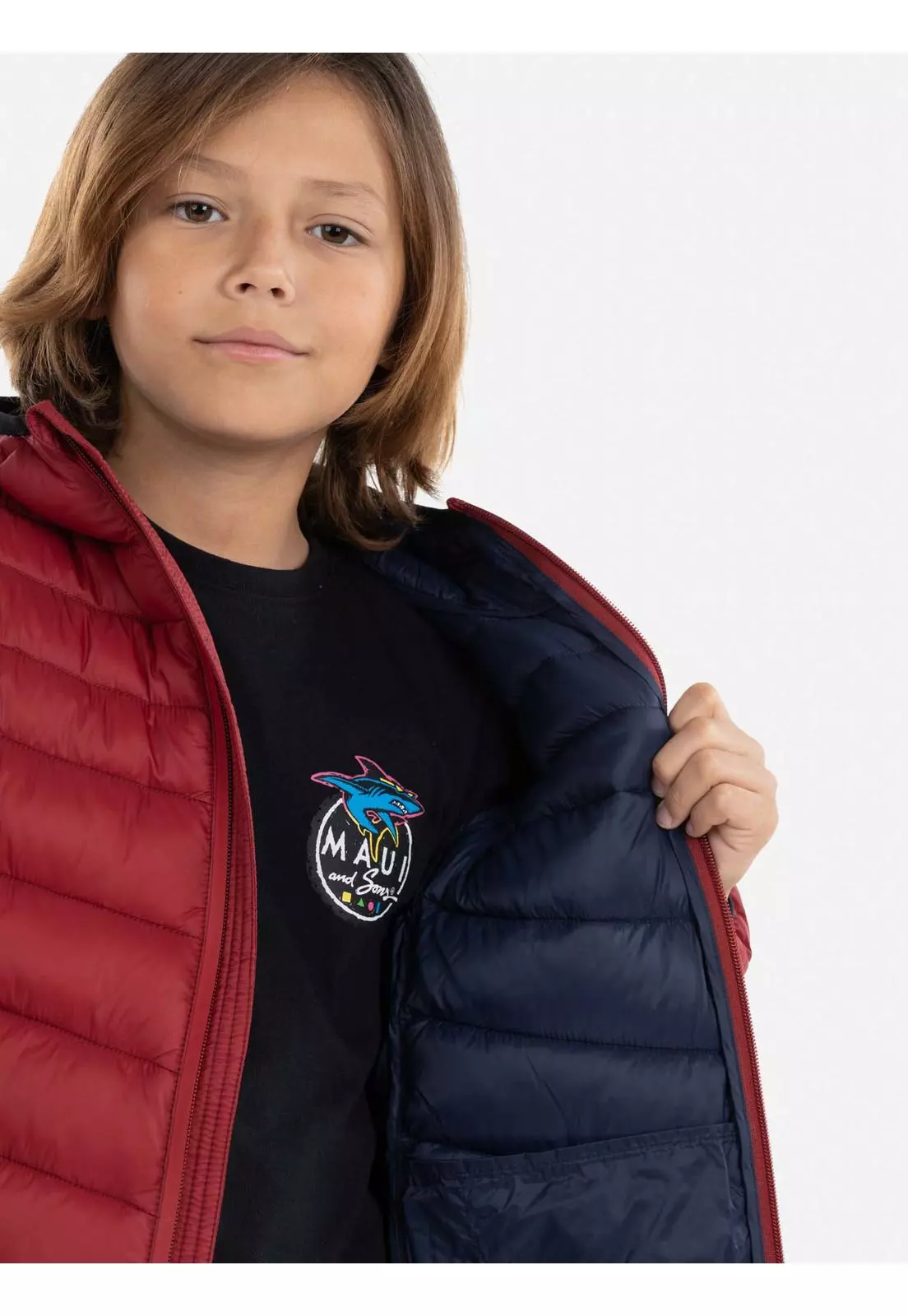 Parka Light Color Quilted Niño Rojo Maui and Sons-3