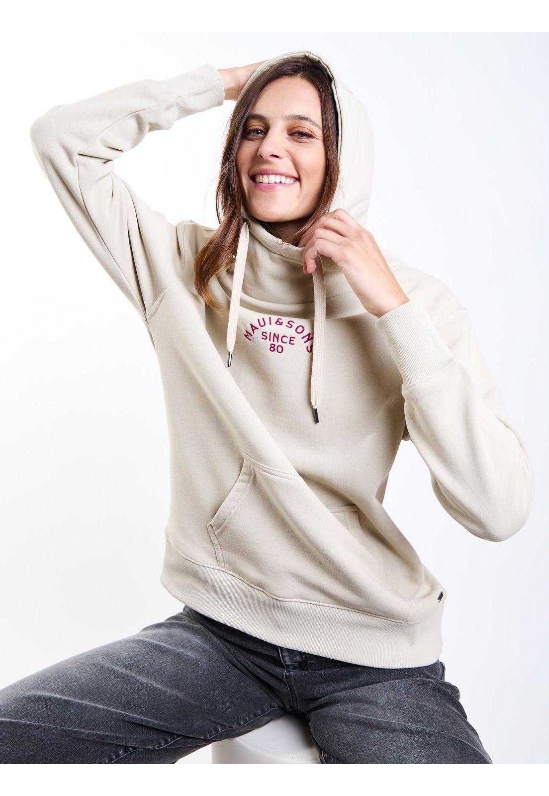 Poleron Canguro Bali Beige Mujer Maui And Sons-5