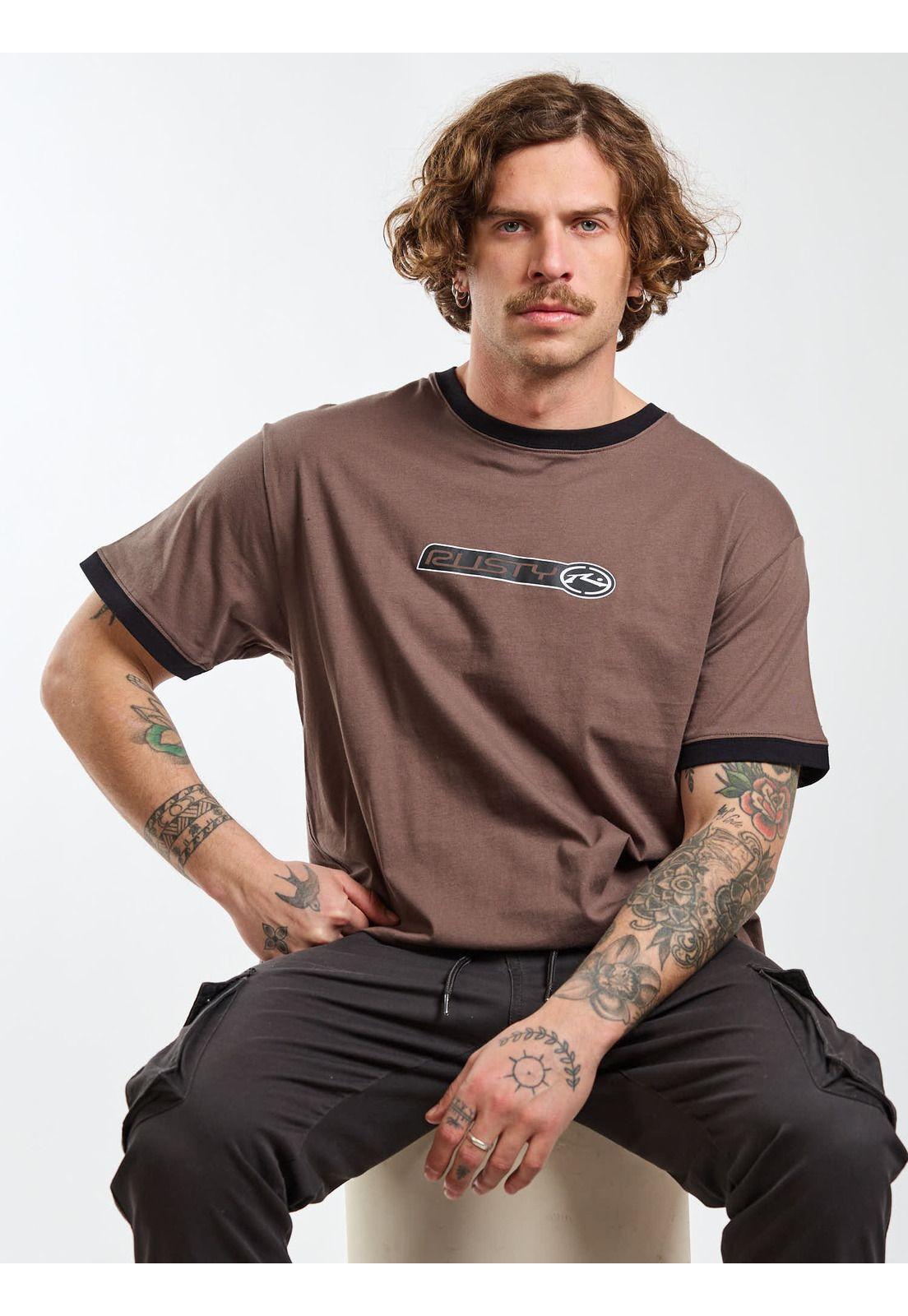 Polera MC Whitewash Café Hombre Rusty-6