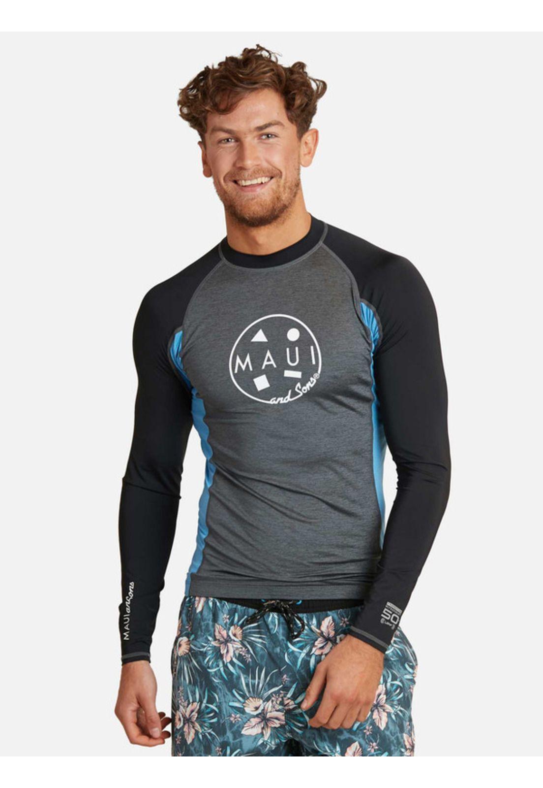 Polera UVP TropicCool Raysuits Gris Hombre Maui and sons-0