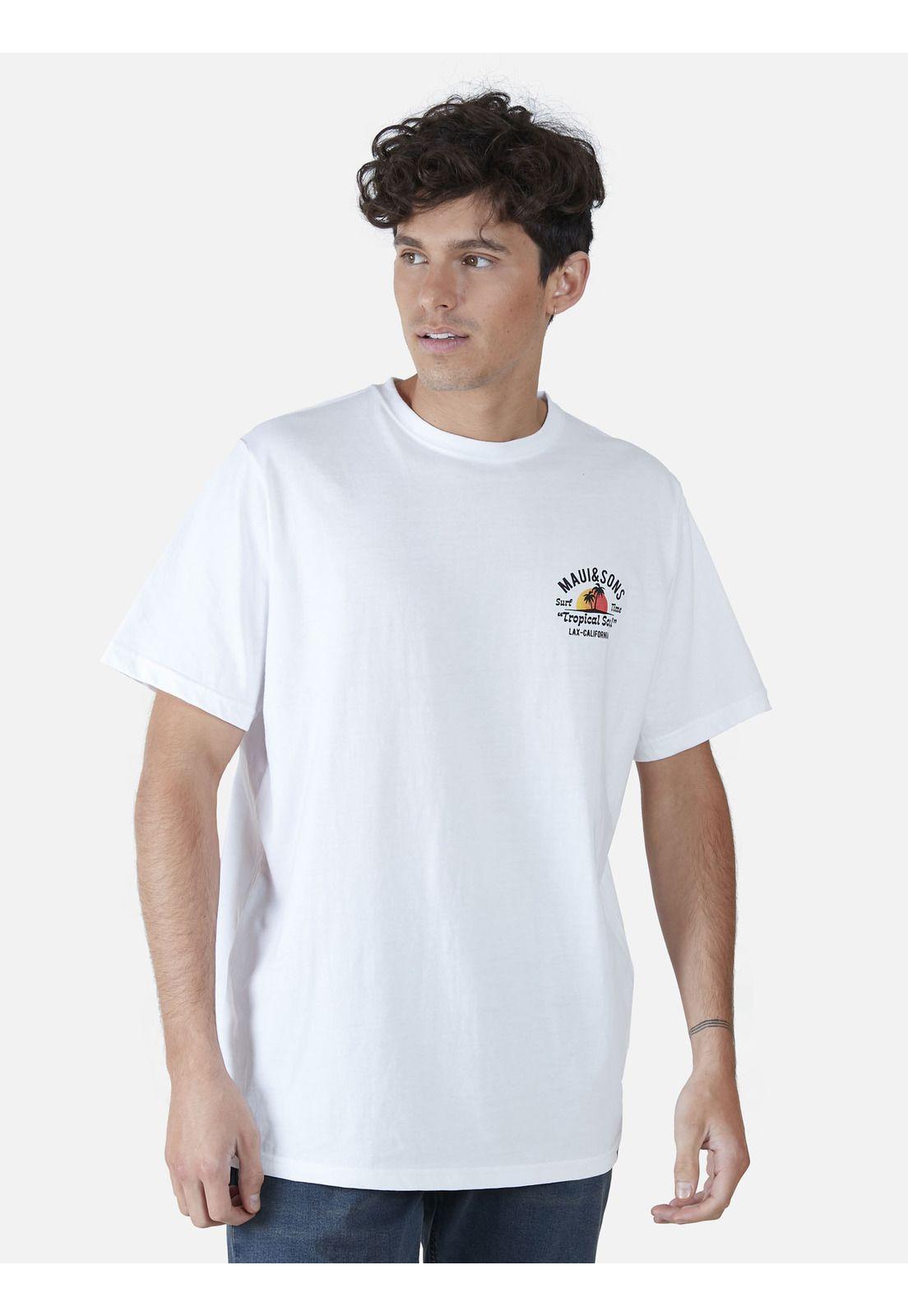 Polera Manga Corta  Hombre 5P377-MV22 Blanco Maui and Sons-0