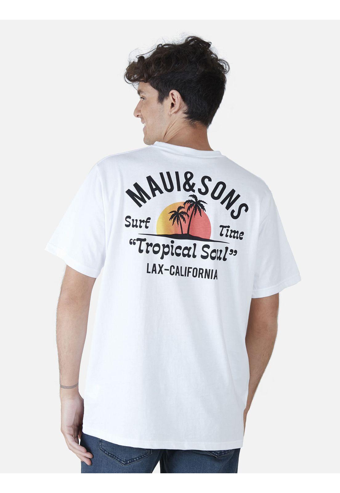 Polera Manga Corta  Hombre 5P377-MV22 Blanco Maui and Sons-1