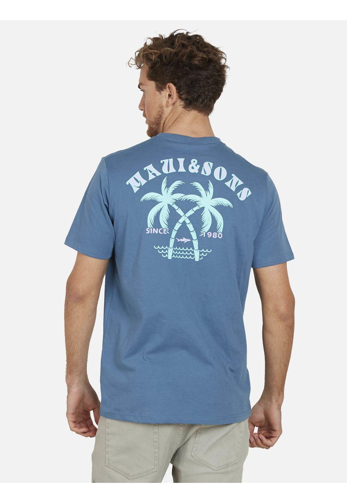 Polera PALM COAST Hombre Azul Maui and Sons-1