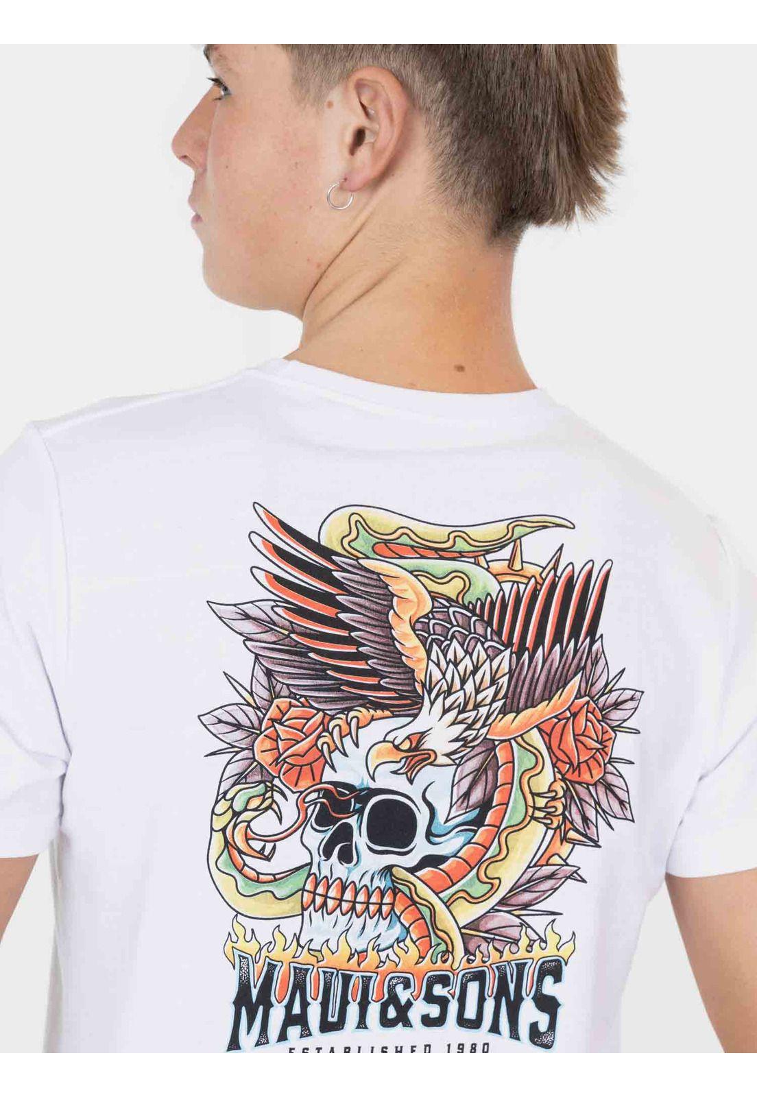 Polera MC Ravenous Raptor Blanco Infantil Maui And Sons-2
